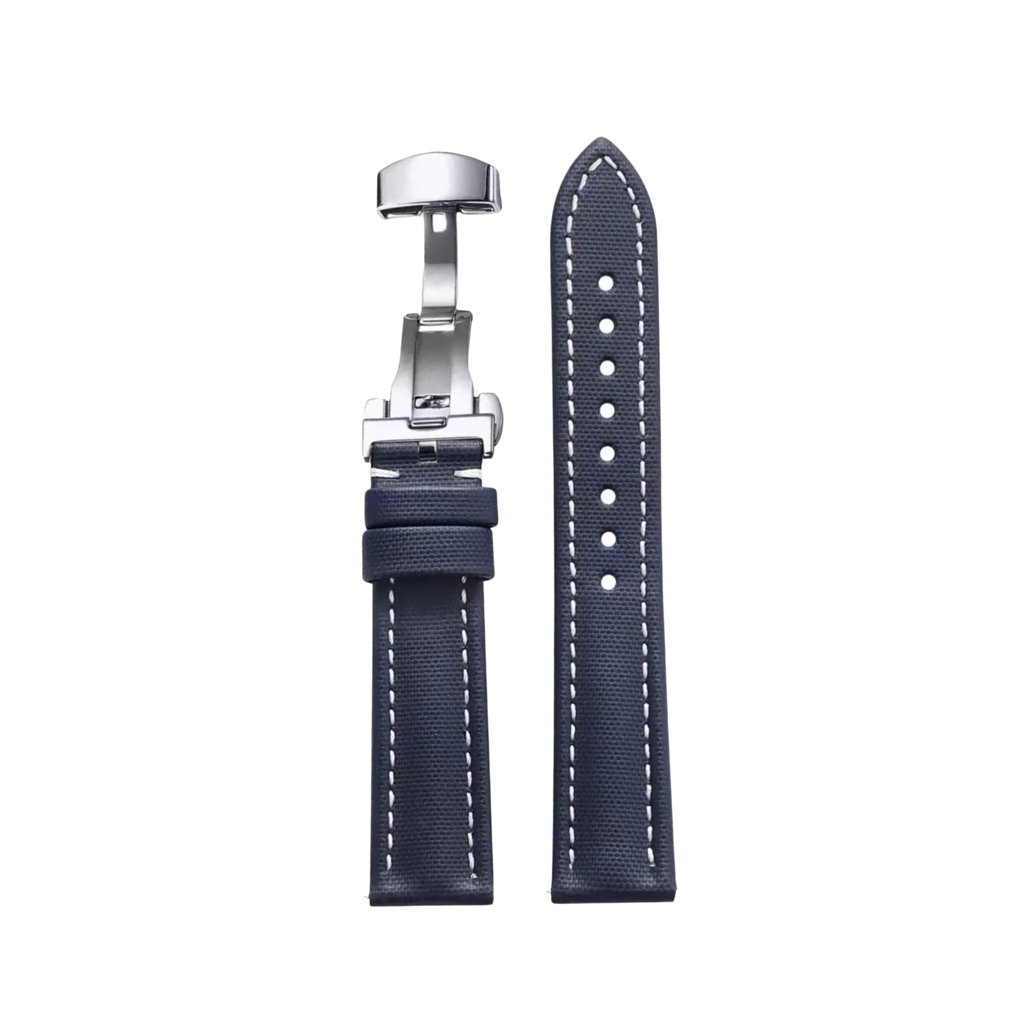 Sailcloth FKM Rubber Watch Strap – Navy Blue/White – MarinerTex™ by Helvetus®