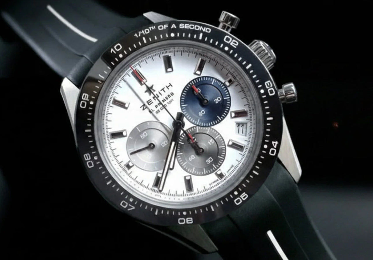 【メル11883③】 Strap for Zenith Chronomaster in Black/Green - Helvetus® Switzerland