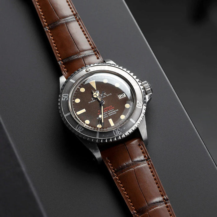 Dark Brown Alligator Leather Watch Strap