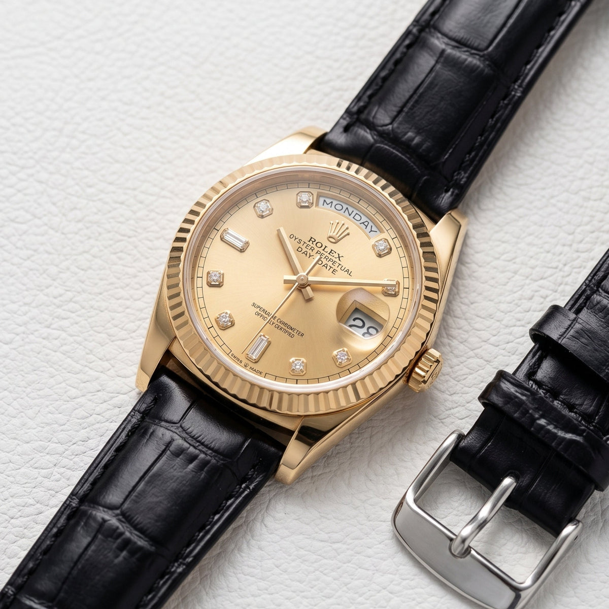 Black Alligator Leather Watch Strap – Handcrafted Replacement Band – Helvetus® - Helvetus