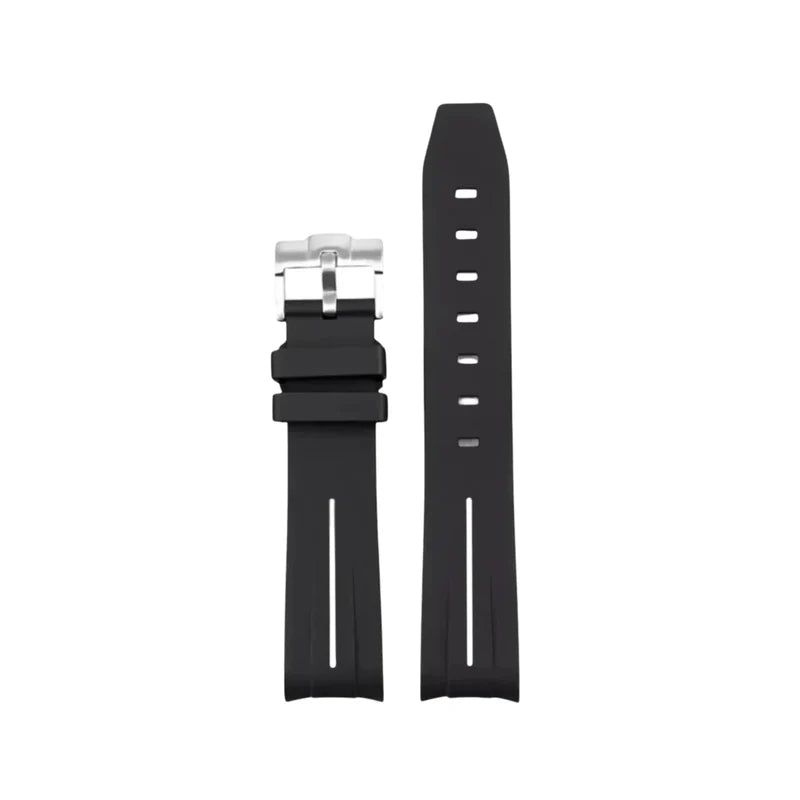 Rubber Strap – For Hamilton Khaki Field - Black with White LuxLine®
