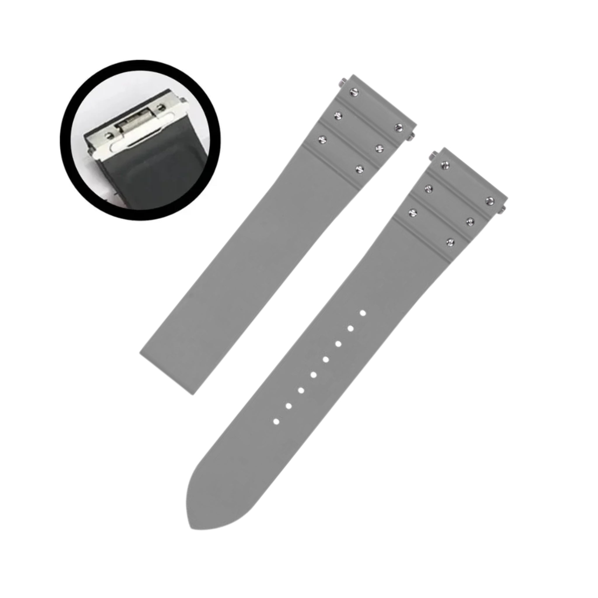 Correa de Caucho - Para Cartier Santos Medium/Large - Gris con Tornillos - Quick Release/Switch