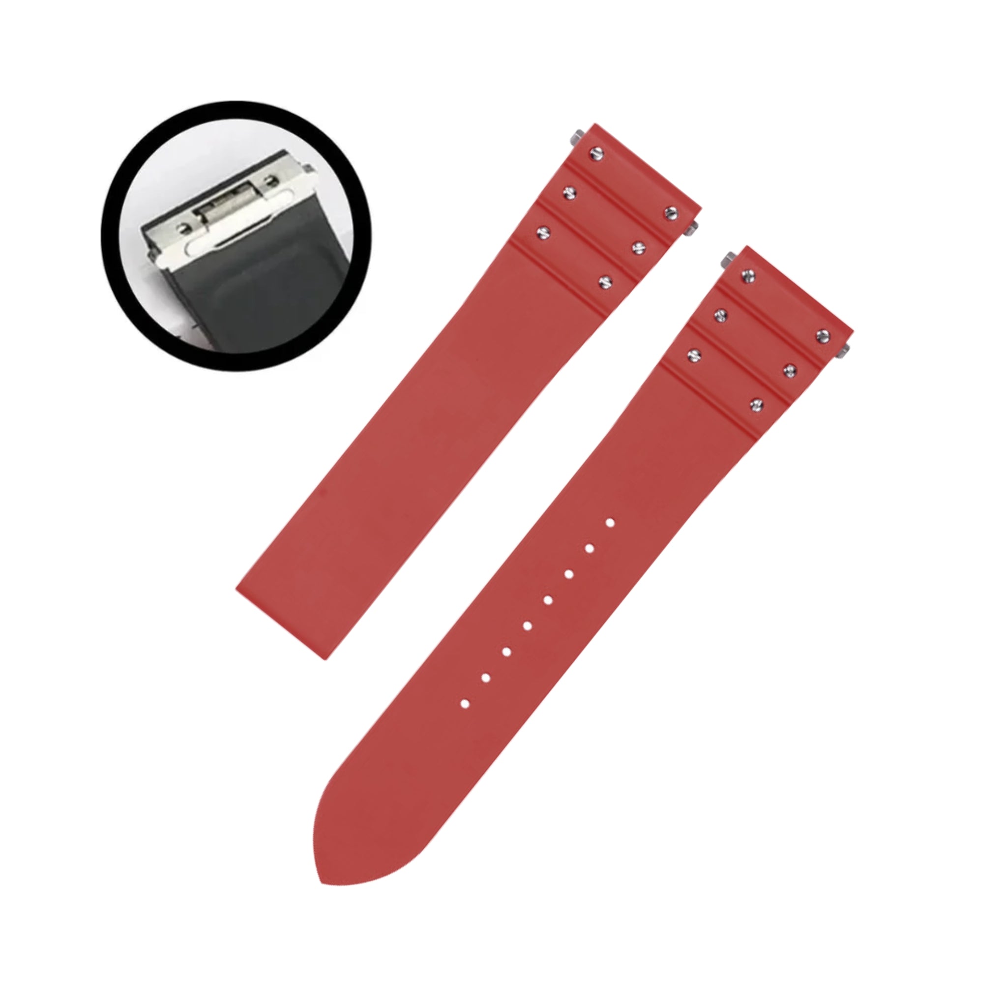 Correa de Caucho - Para Cartier Santos Medium/Large - Roja con Tornillos - Quick Release/Switch