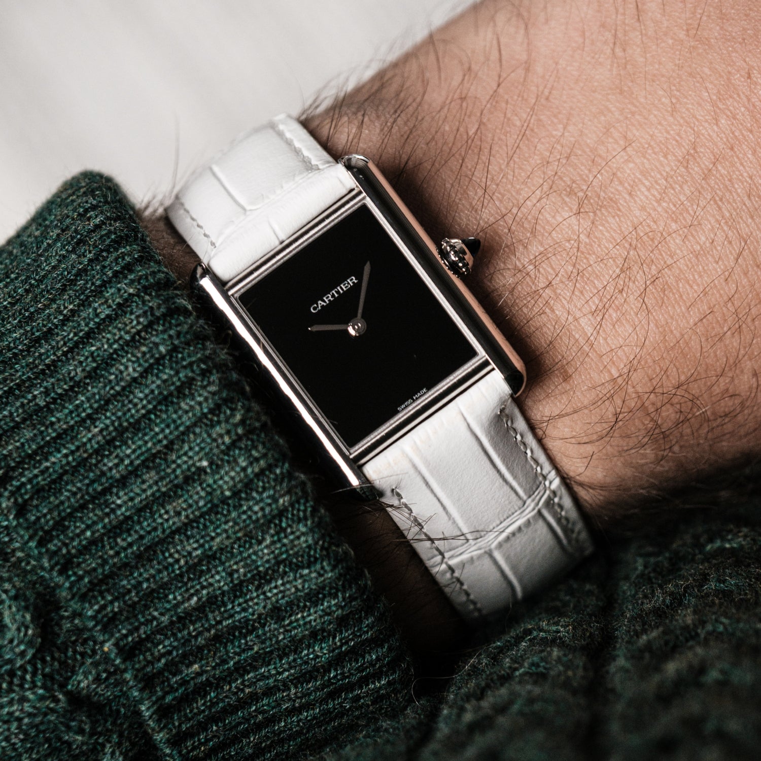 Leather Strap for Cartier Tank / Tank Solo / Tank Must – White