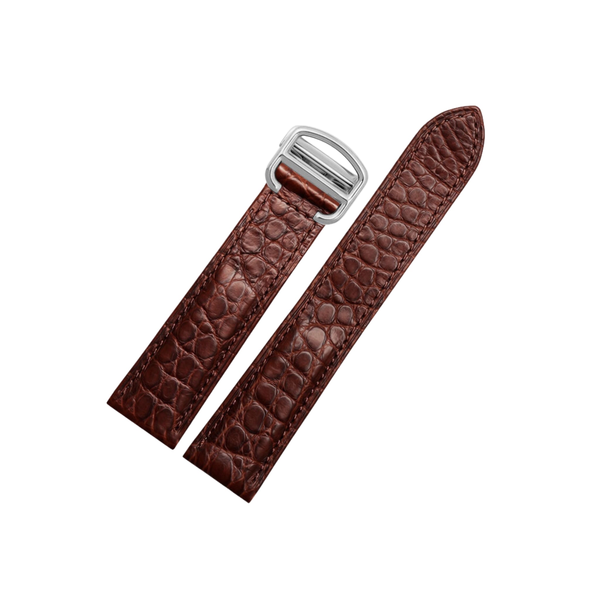 Crocodile Leather Strap - For Cartier Tank Solo - Brown - Helvetus