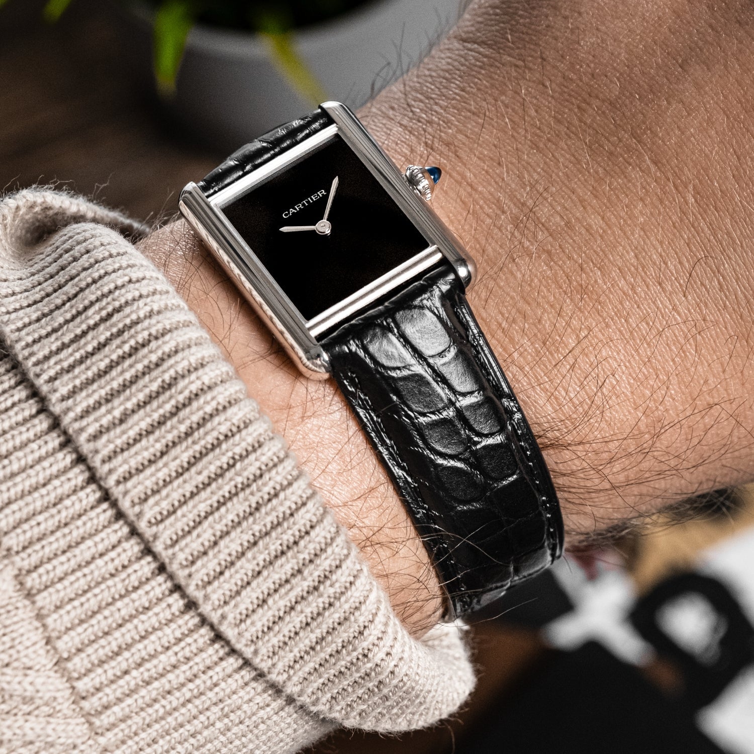 Strap for Cartier Tank in Black Crocodile Leather - Helvetus