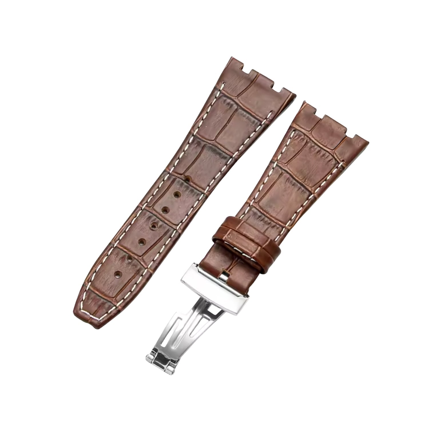 【AV86】腕時計ベルト PIN BUCKLE BROWN CROCO Brown Crocodile Leather Strap for Audemars Piguet Royal Oak 41mm