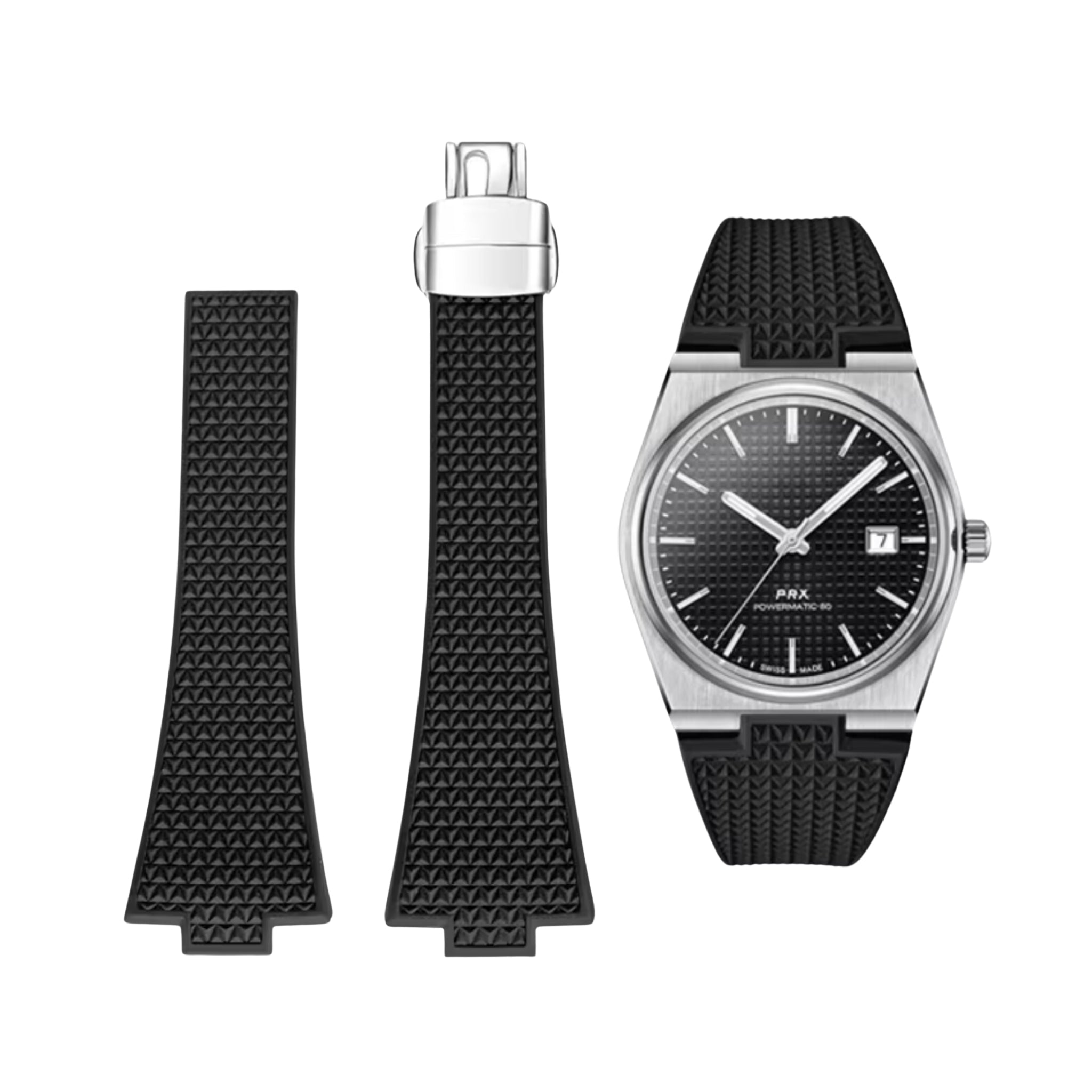 CTS Rubber Strap - For Tissot PRX - Black - Helvetus