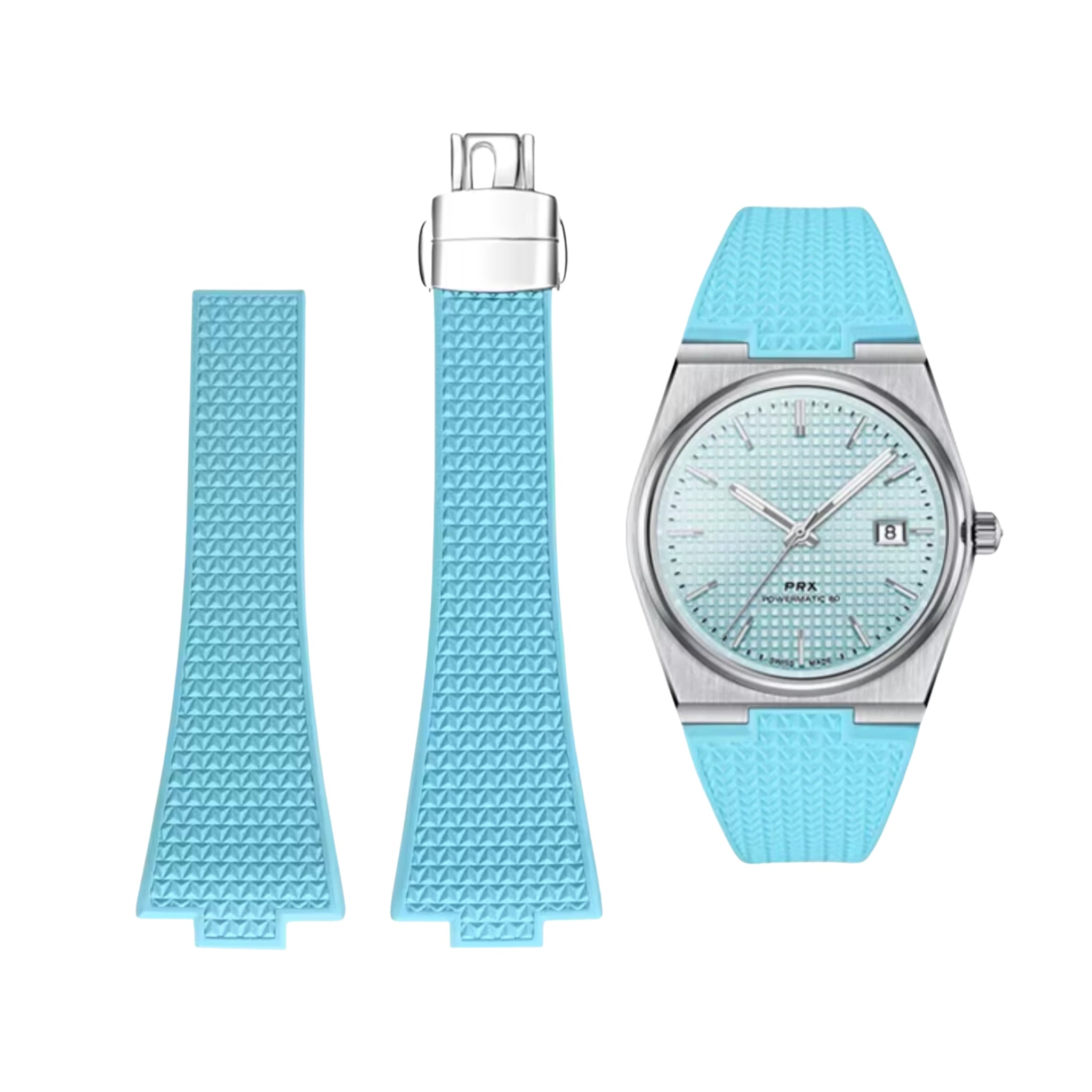 CTS Rubber Strap - For Tissot PRX - Light Blue - Helvetus