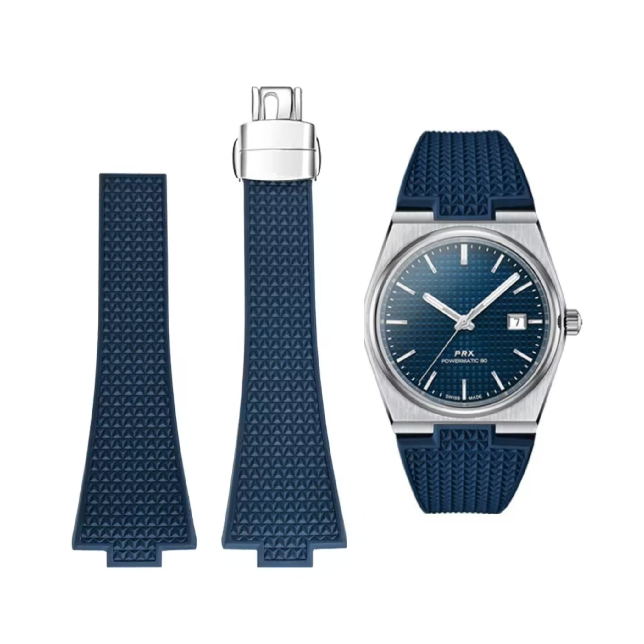 CTS Rubber Strap - For Tissot PRX - Navy Blue - Helvetus