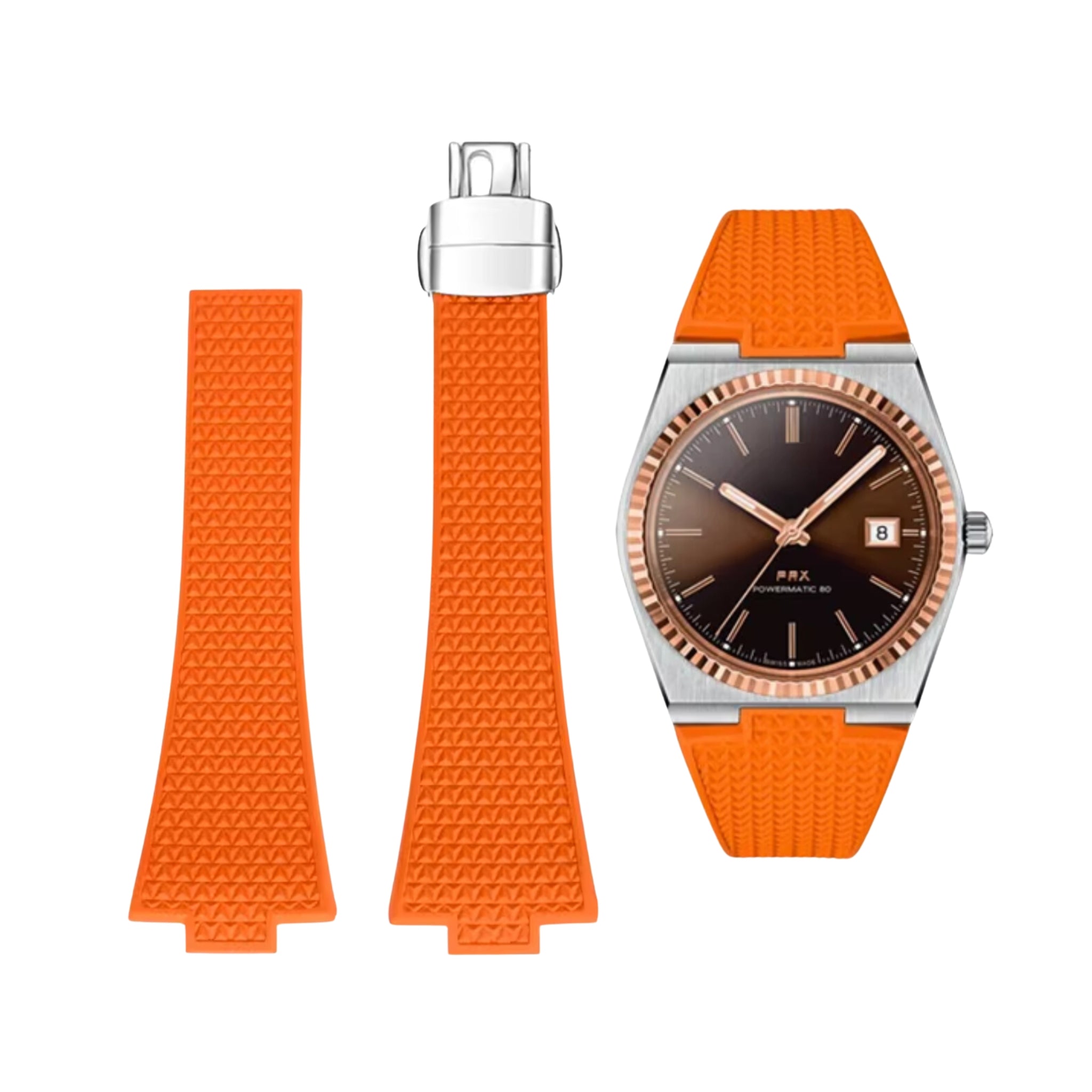 CTS Rubber Strap - For Tissot PRX - Orange - Helvetus