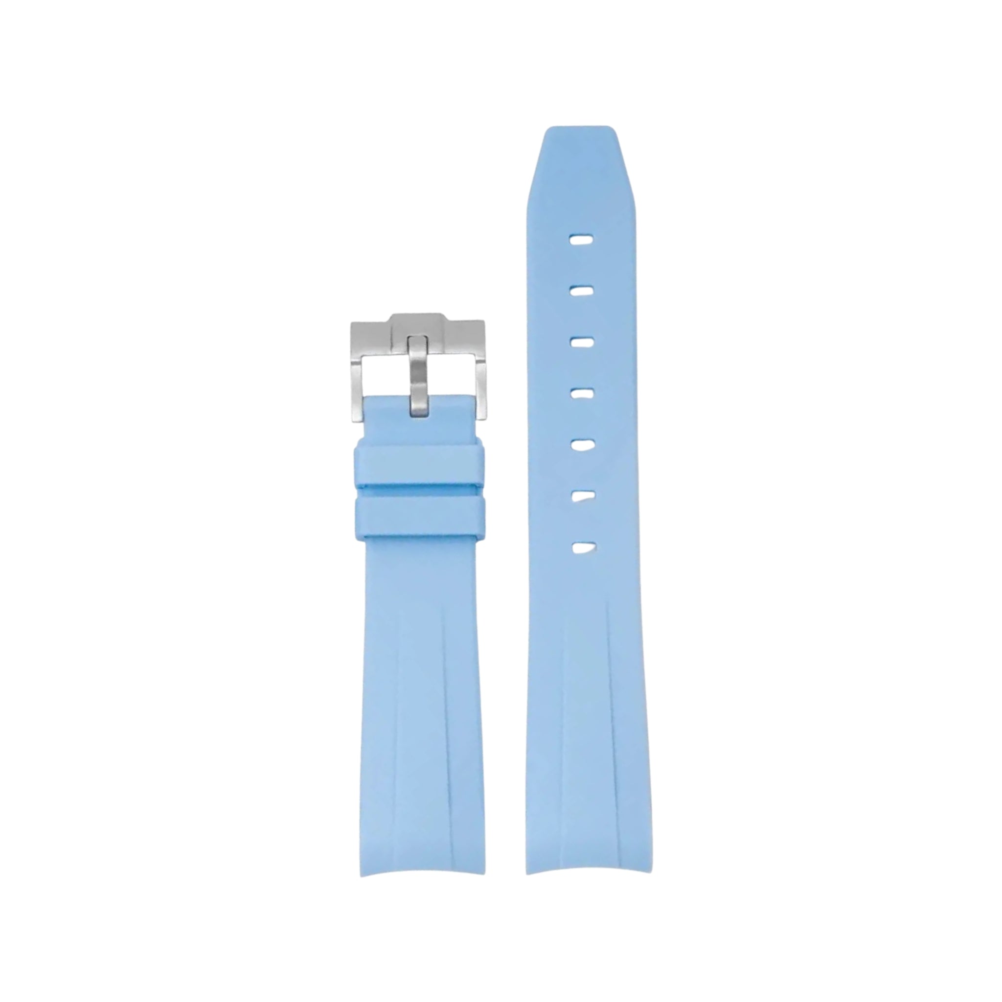 Curved FKM Rubber Strap – Universal Fit – Baby Blue (20mm / 21mm / 22mm) - Helvetus