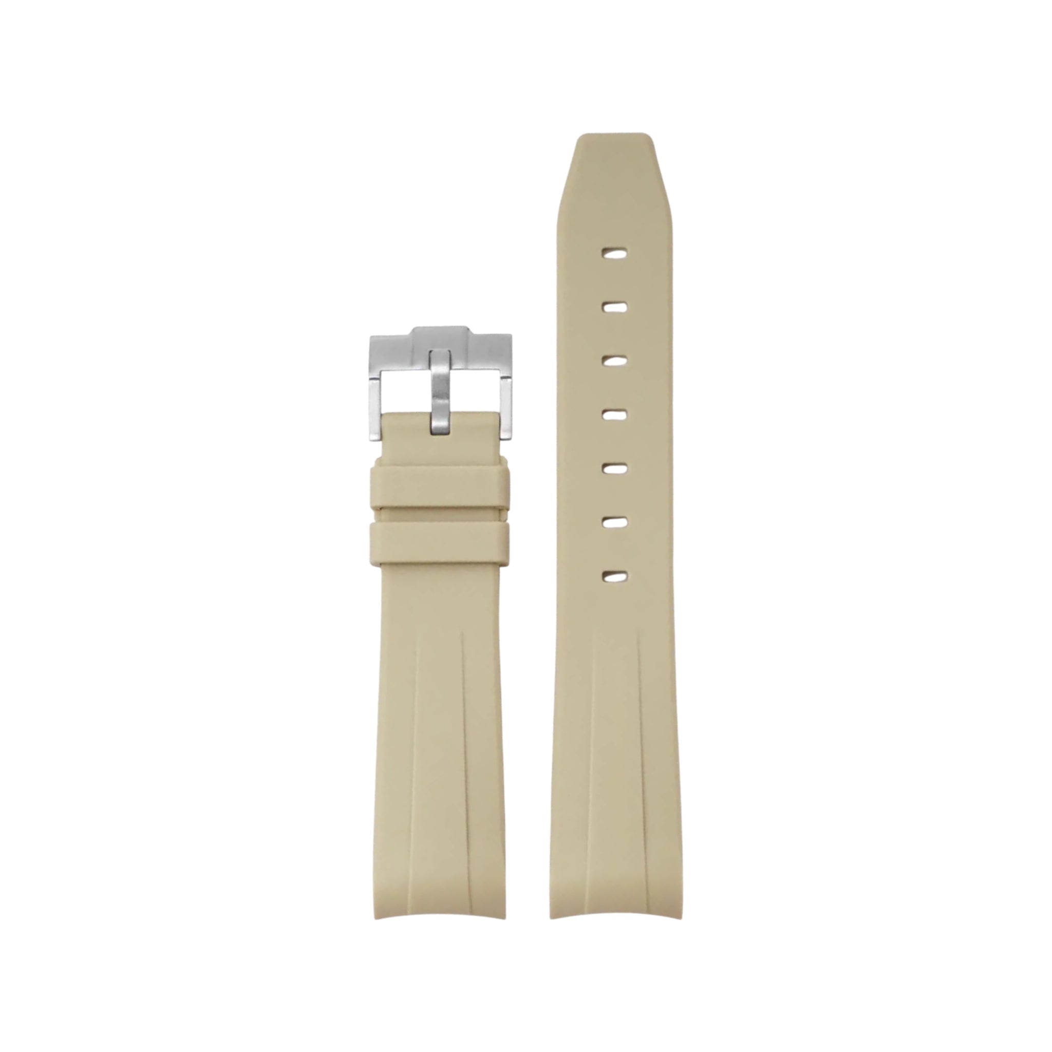 Curved FKM Rubber Strap – Universal Fit – Beige (20mm / 21mm / 22mm) - Helvetus