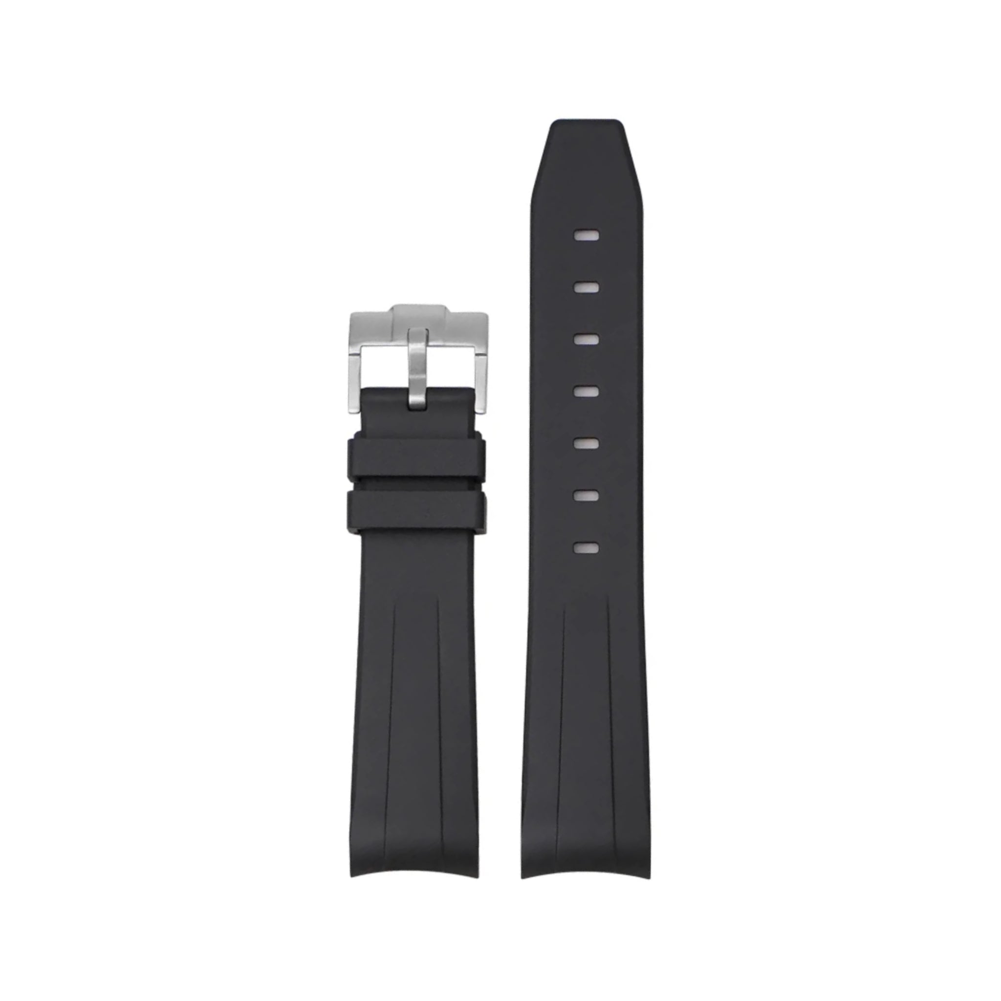 Curved FKM Rubber Strap – Universal Fit – Black (20mm / 21mm / 22mm) - Helvetus