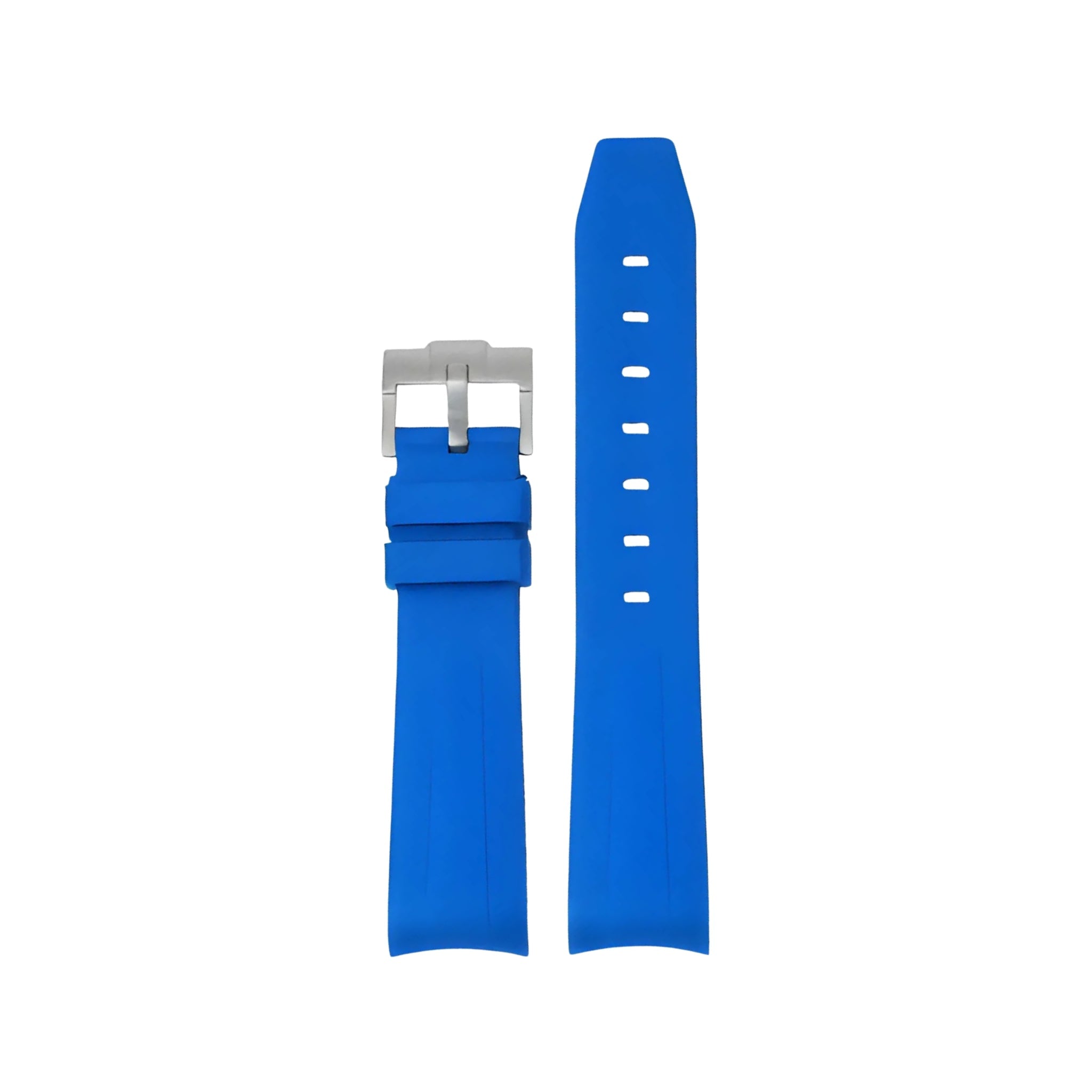 Curved FKM Rubber Strap – Universal Fit – Blue (20mm / 21mm / 22mm) - Helvetus