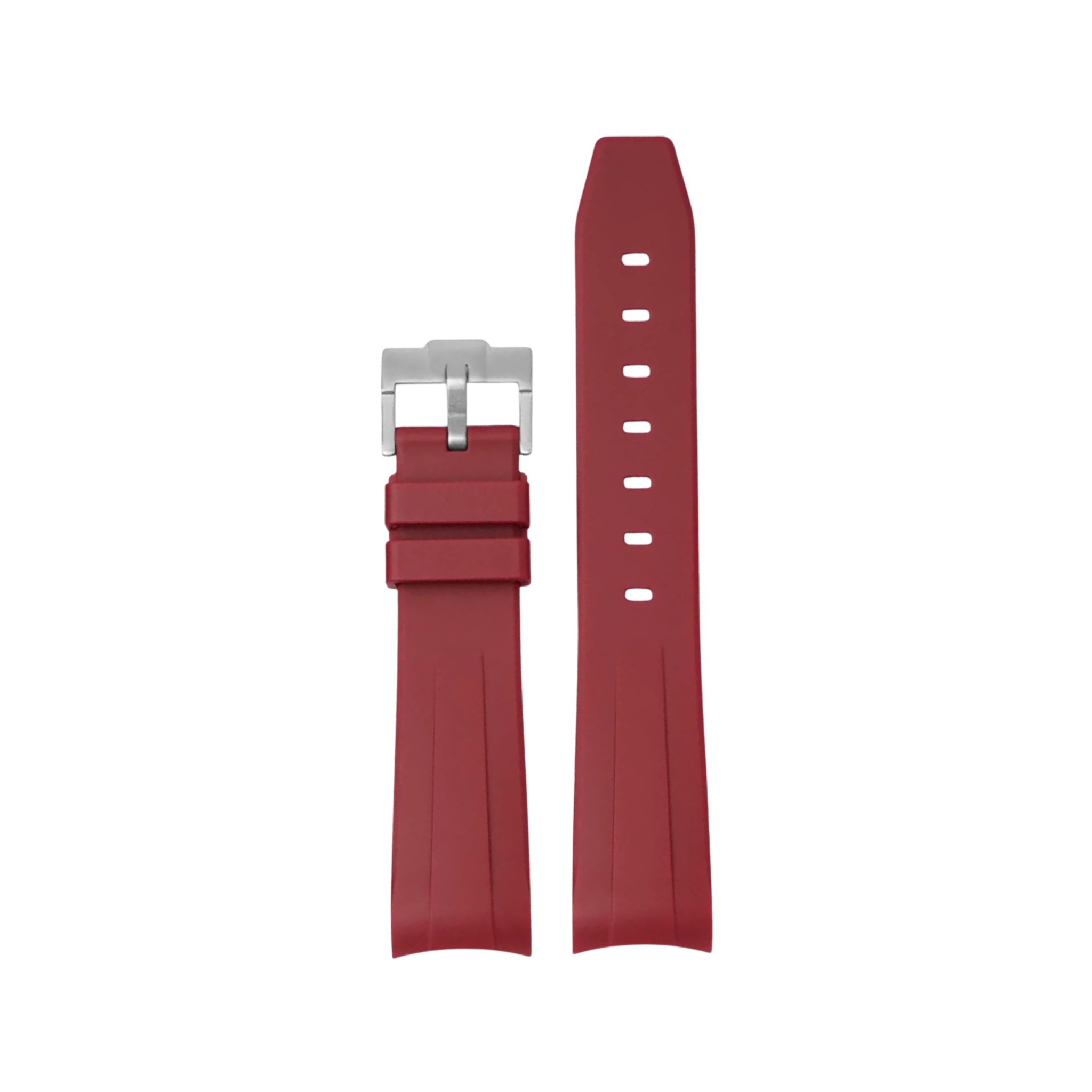 Curved FKM Rubber Strap – Universal Fit – Bordeaux (20mm / 21mm / 22mm) - Helvetus
