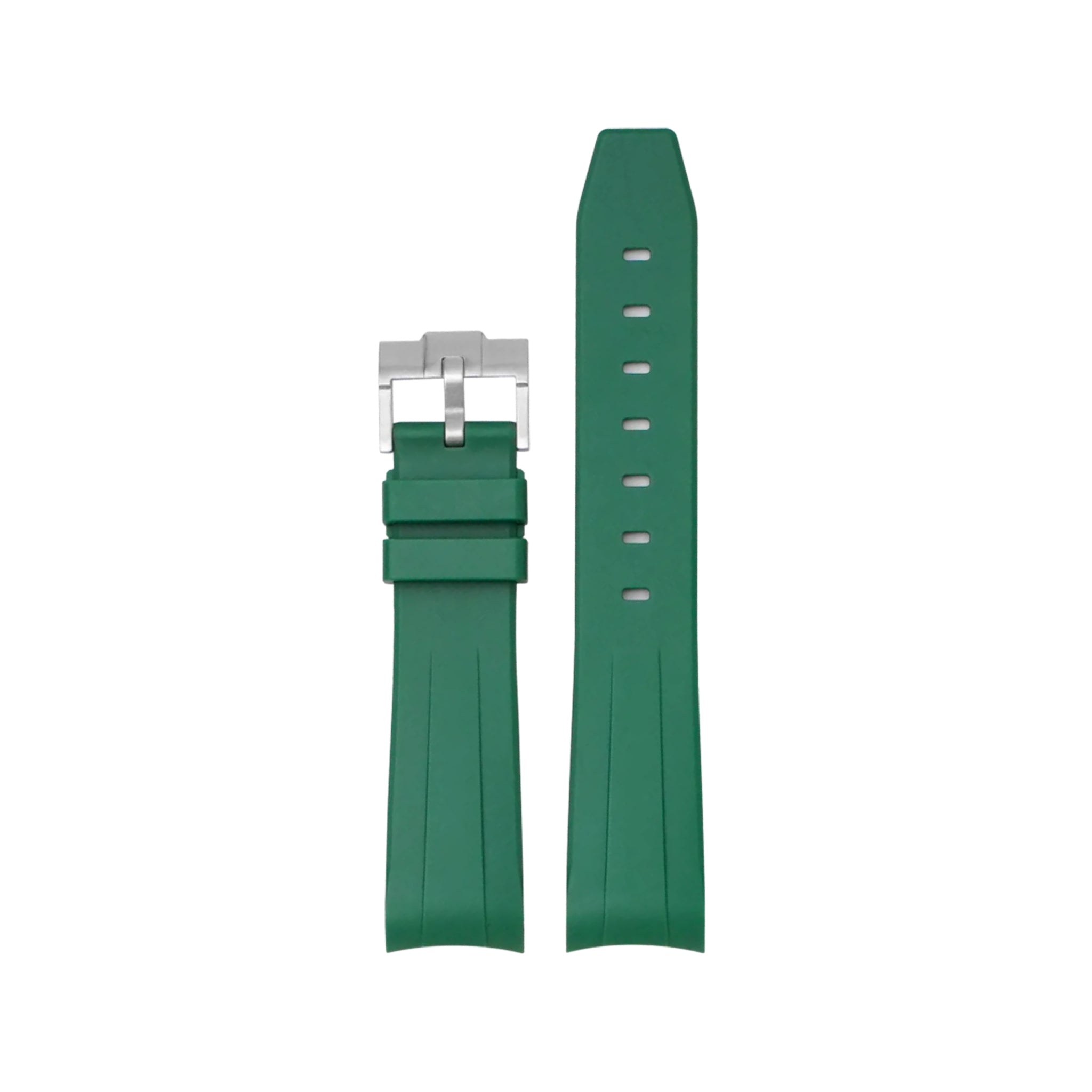 Curved FKM Rubber Strap – Universal Fit – Green (20mm / 21mm / 22mm) - Helvetus