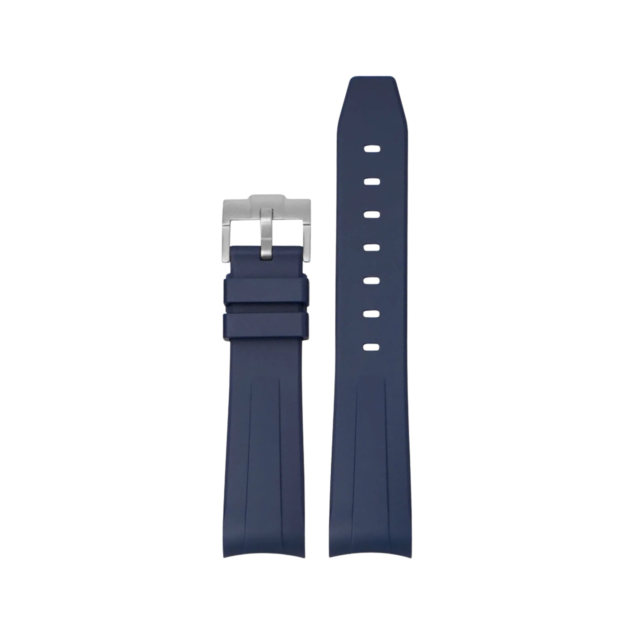 Curved FKM Rubber Strap – Universal Fit – Navy Blue (20mm / 21mm / 22mm) - Helvetus