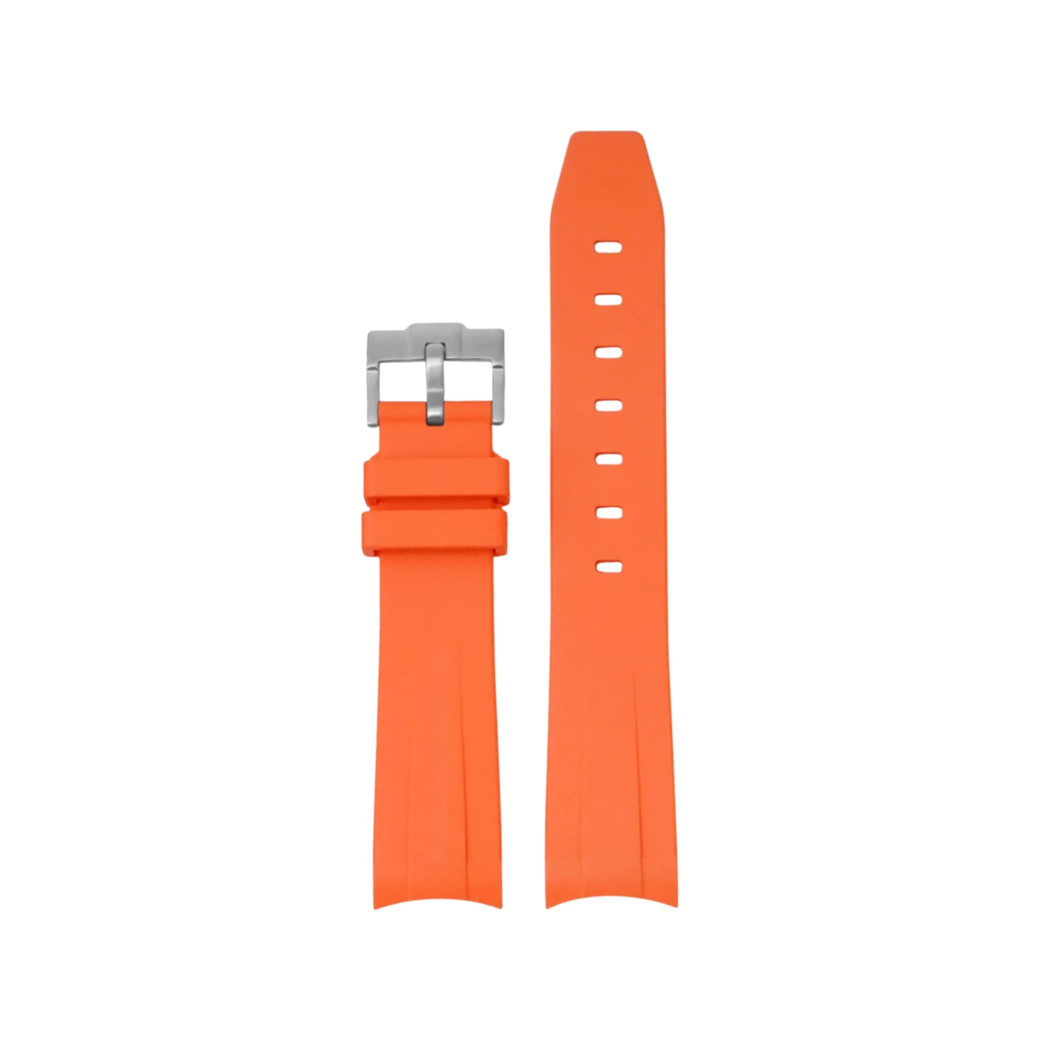 Curved FKM Rubber Strap – Universal Fit – Orange (20mm / 21mm / 22mm) - Helvetus