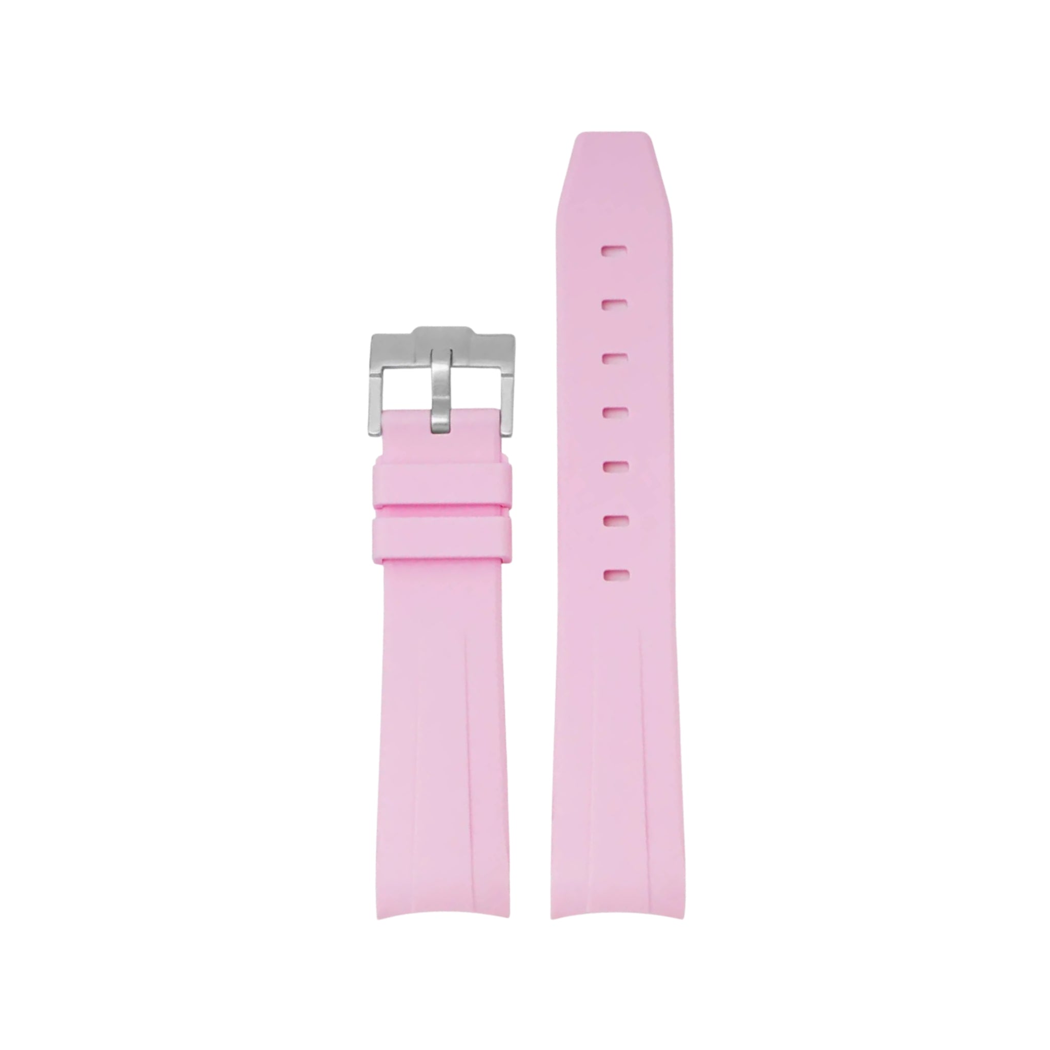 Curved FKM Rubber Strap – Universal Fit – Pink (20mm / 21mm / 22mm) - Helvetus