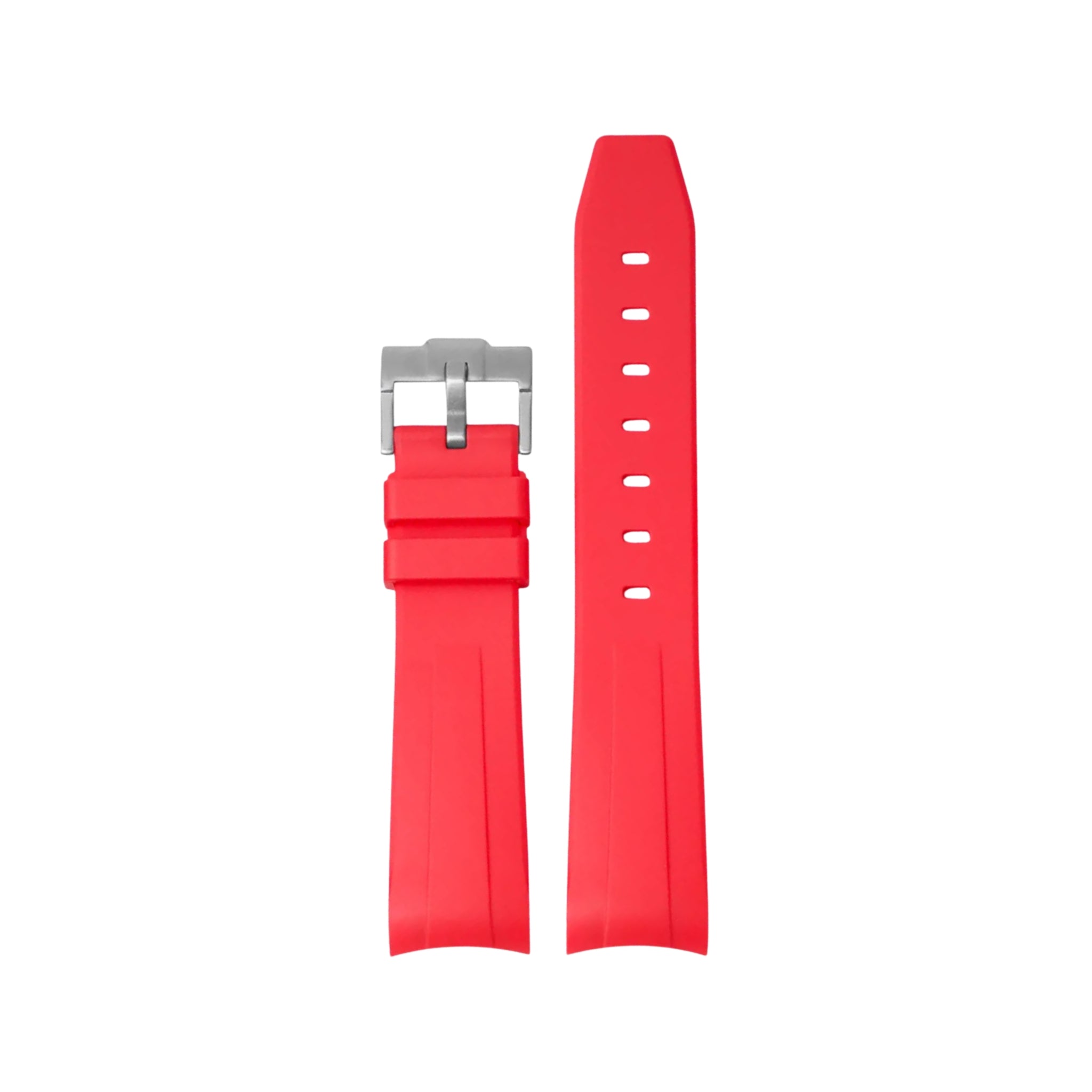 Curved FKM Rubber Strap – Universal Fit – Red (20mm / 21mm / 22mm) - Helvetus