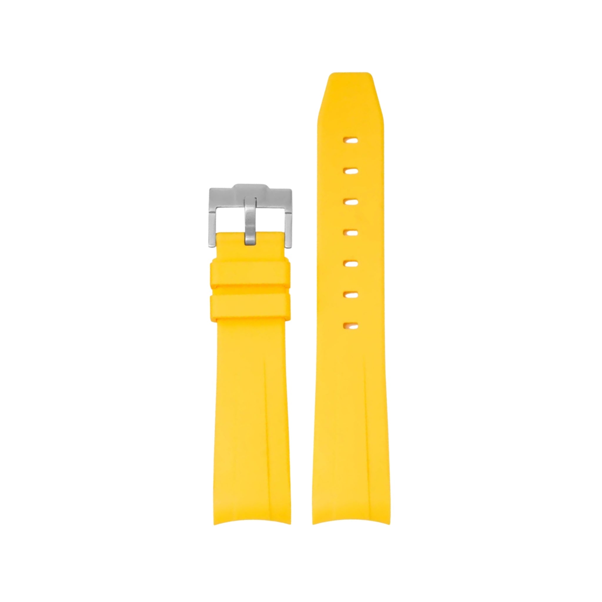 Curved FKM Rubber Strap – Universal Fit – Yellow (20mm / 21mm / 22mm) - Helvetus