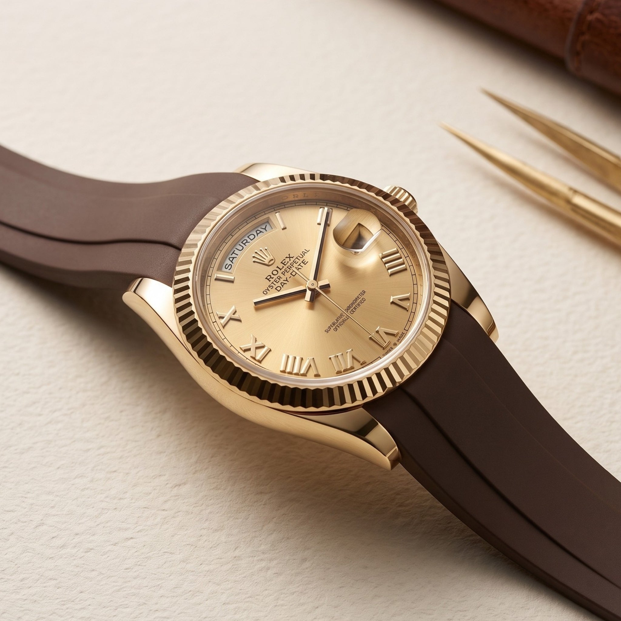 Strap for Day-Date II 41mm in Brown - Helvetus®
