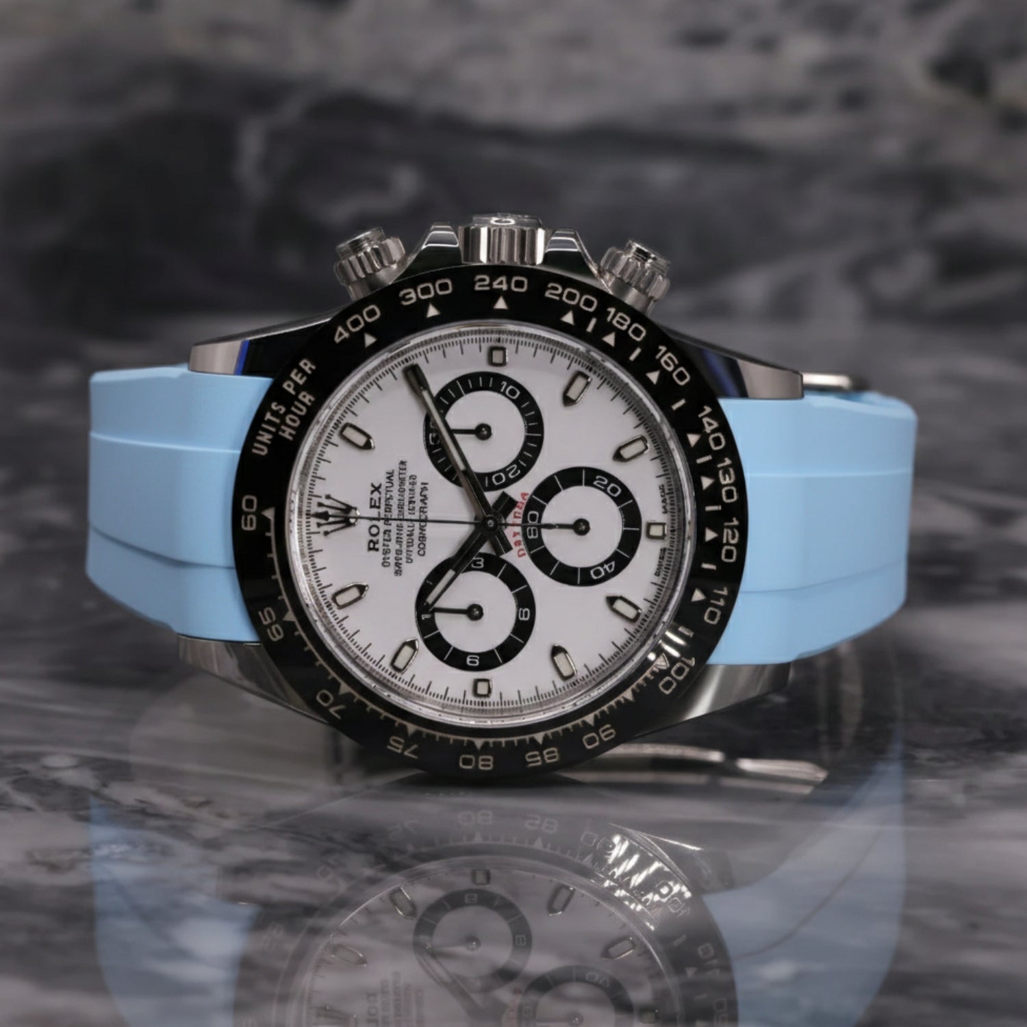 Baby Blue Rubber Strap for Rolex Daytona – Soft & Fresh | Helvetus®