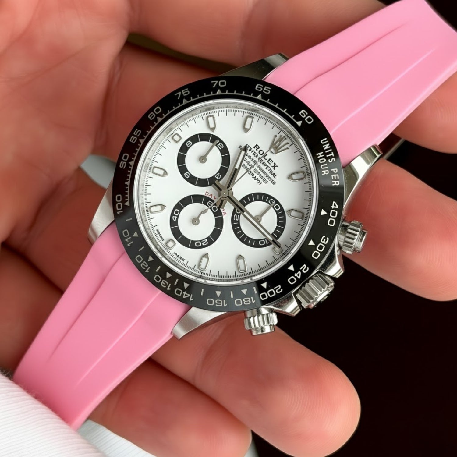 Pink Rubber Strap for Rolex Daytona – Stylish Pop | Helvetus®