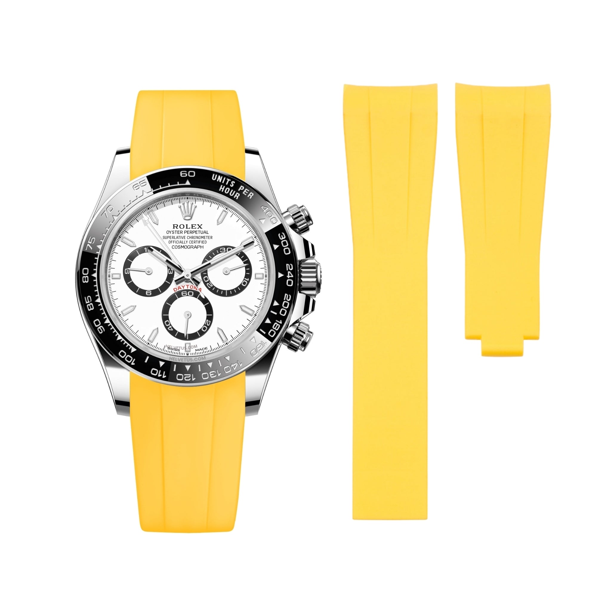 Deployant Rubber Strap - For Rolex Daytona - Yellow - Helvetus