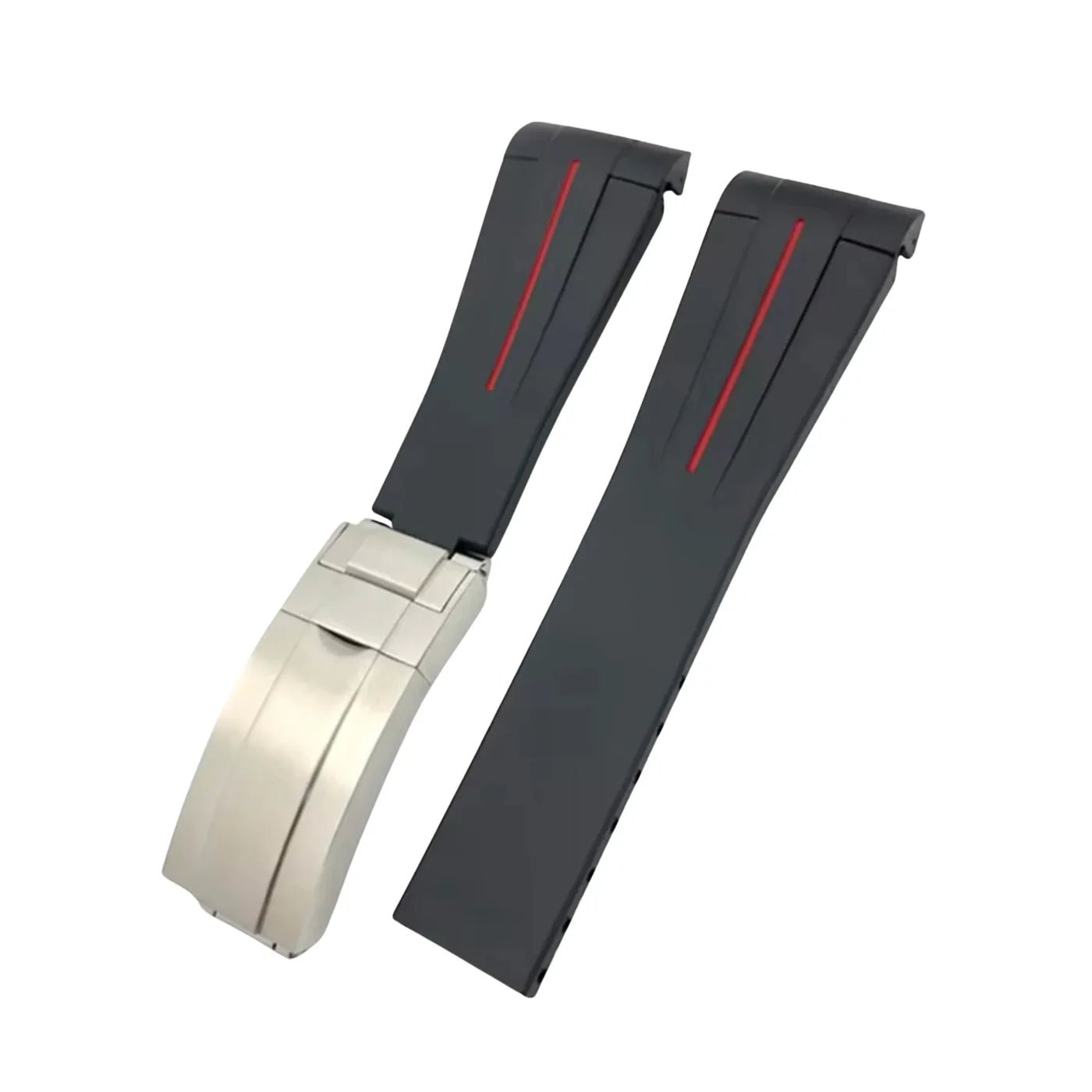 Deployant Rubber Strap - For Rolex GMT - Master II - Black w/Red Line | LuxLine® - Helvetus