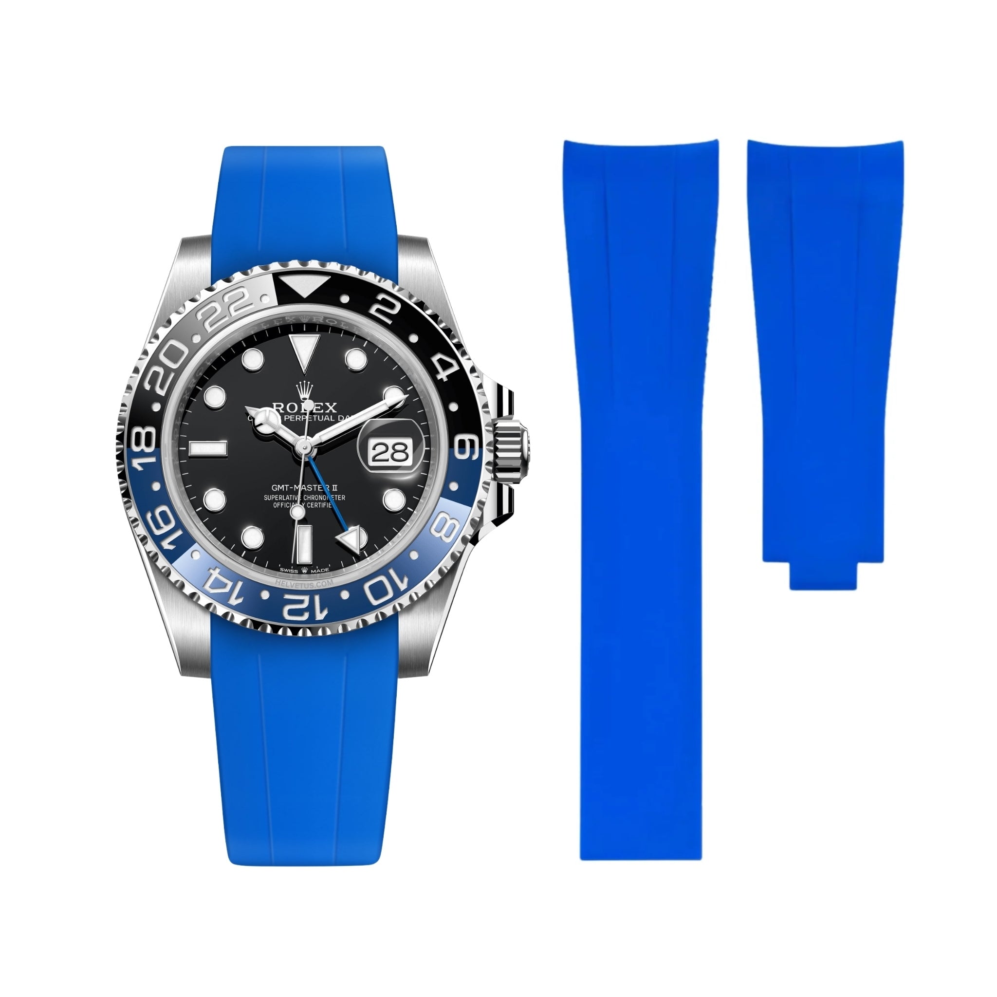 Deployant Rubber Strap - For Rolex GMT - Master II - Blue - Helvetus