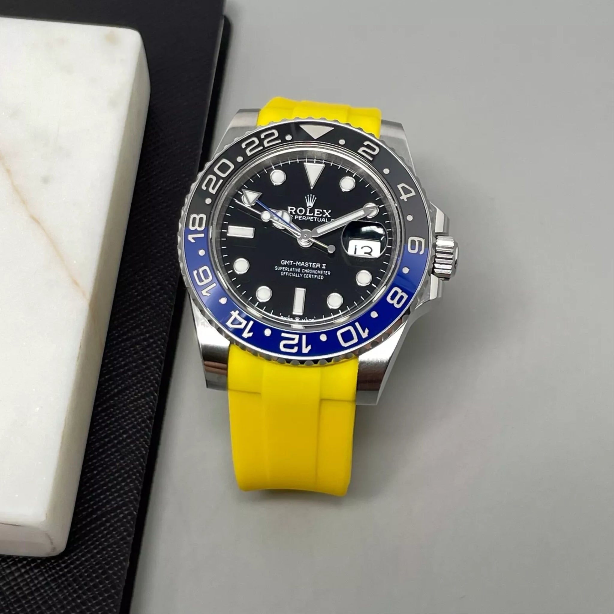 Deployant Rubber Strap - For Rolex GMT - Master II - Yellow - Helvetus