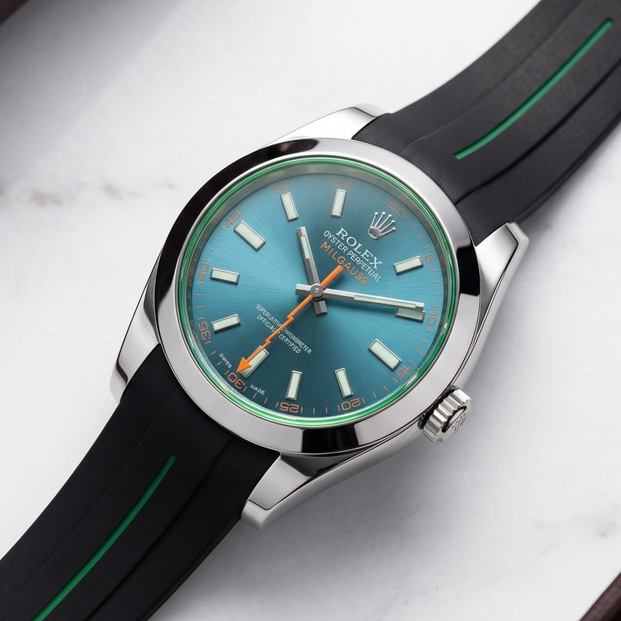 Rolex Milgauss Strap in Black/Green - Helvetus®
