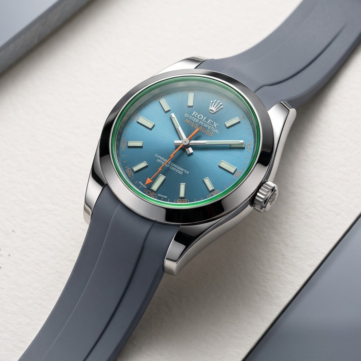 Deployant Rubber Strap - For Rolex Milgauss - Grey - Helvetus