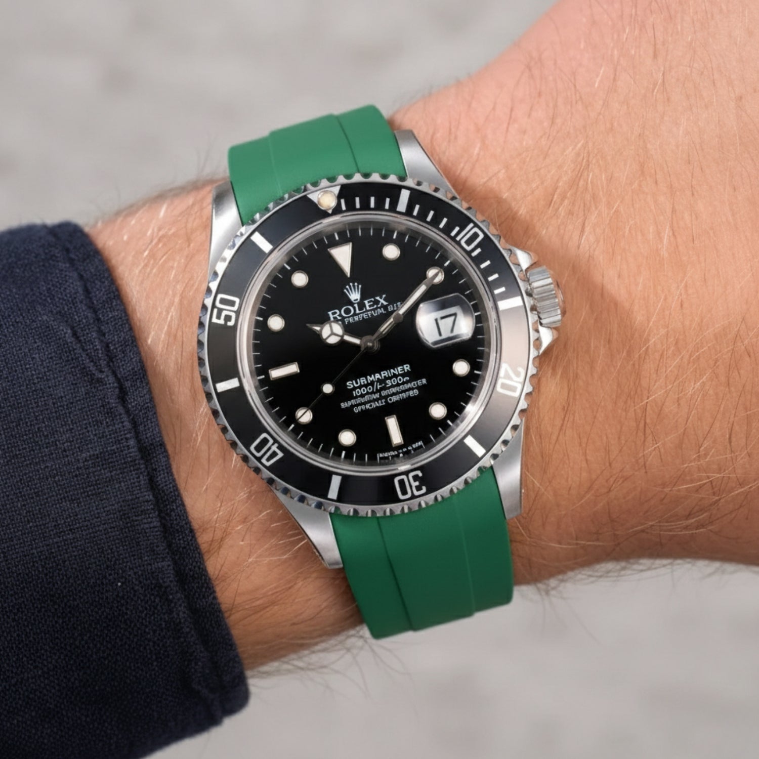 Deployant Rubber Strap - For Rolex Submariner - Green - Helvetus