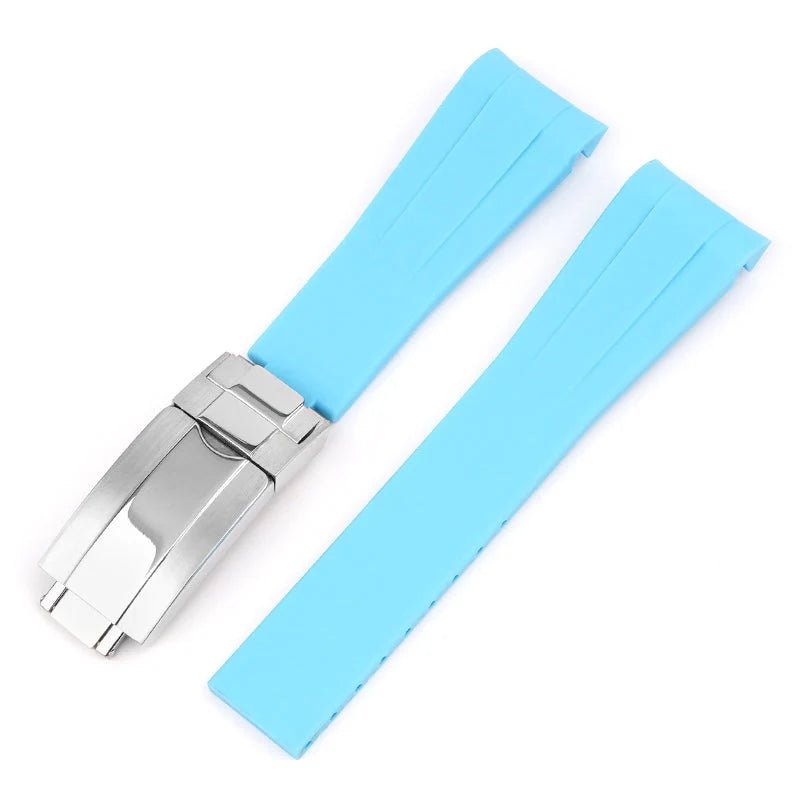 Deployant Rubber Strap - For Rolex Yacht - Master - Light Blue - Helvetus