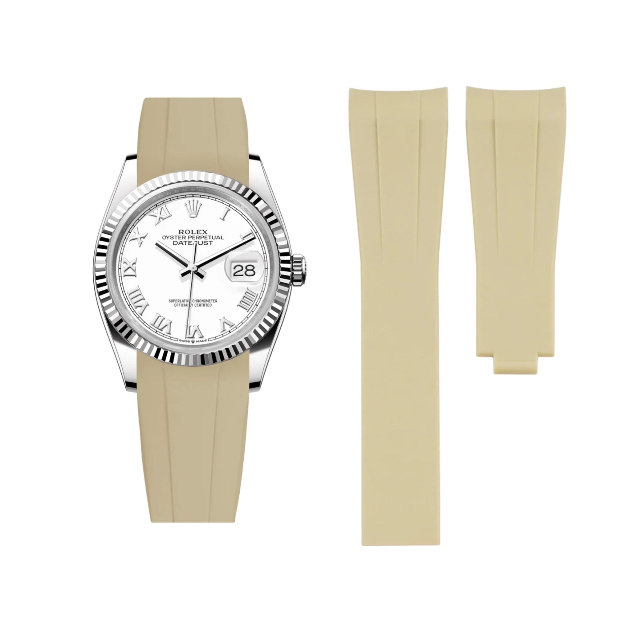 Deployant Strap - For Rolex Datejust 36 - Beige - Helvetus