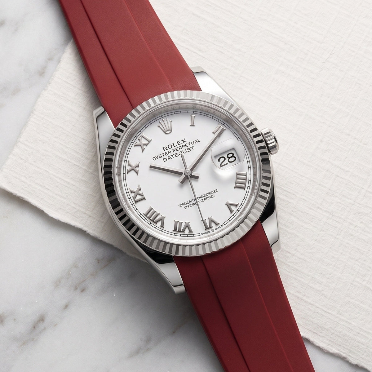 Deployant Strap - For Rolex Datejust 36 - Bordeaux - Helvetus