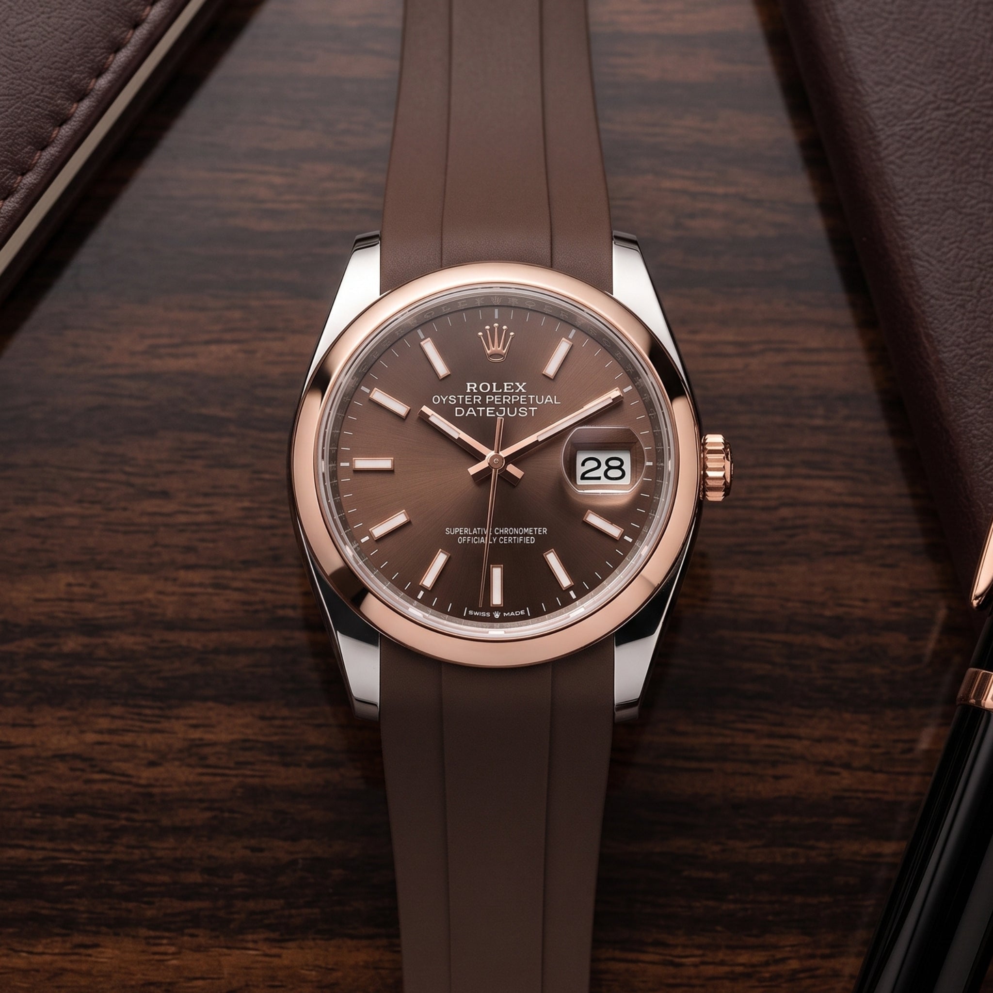 Deployant Strap - For Rolex Datejust 36 - Brown - Helvetus