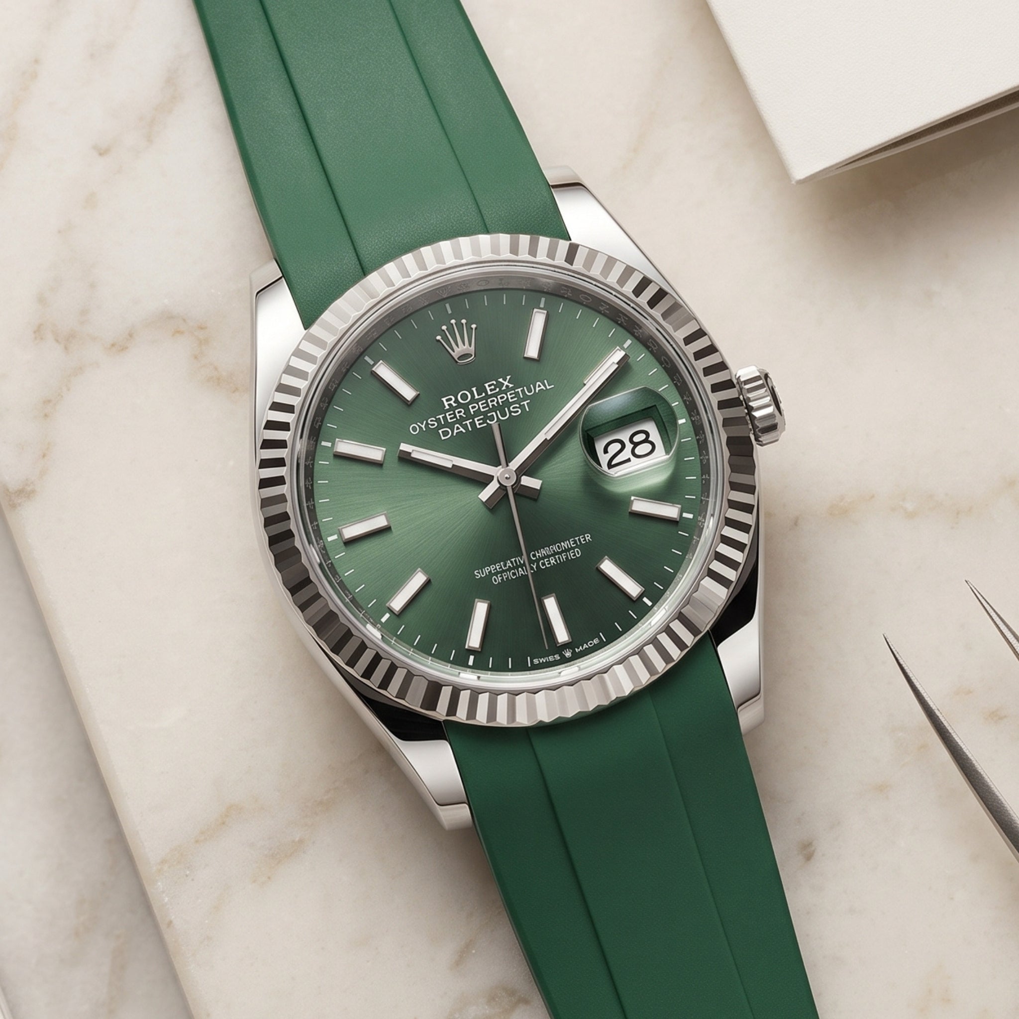 Deployant Strap - For Rolex Datejust 36 - Green - Helvetus