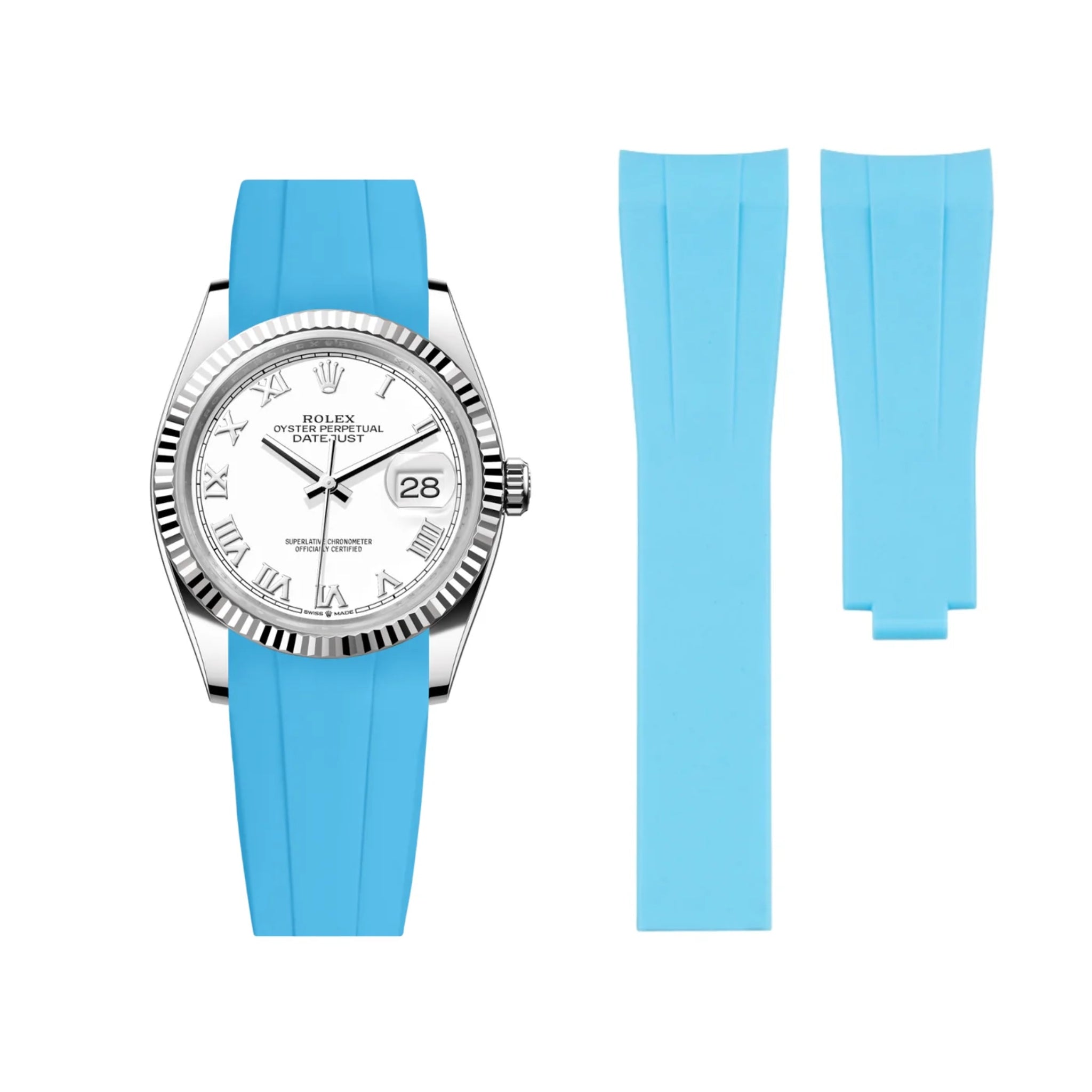 Deployant Strap - For Rolex Datejust 36 - Light Blue - Helvetus