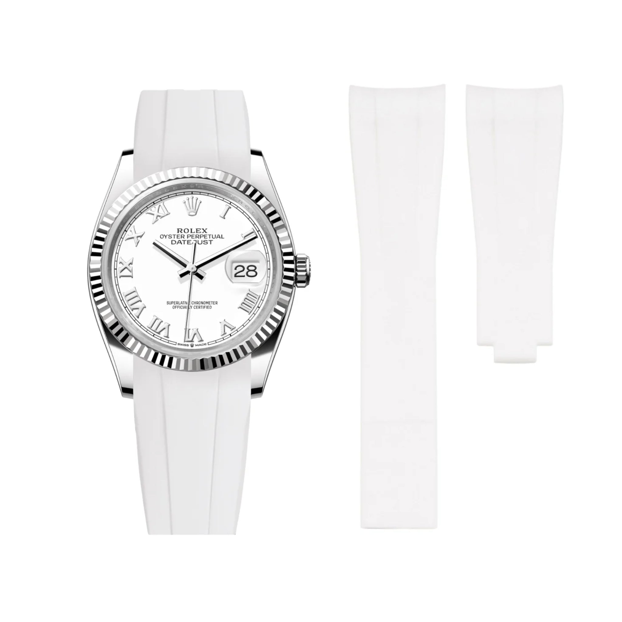 Deployant Strap - For Rolex Datejust 36 - White - Helvetus