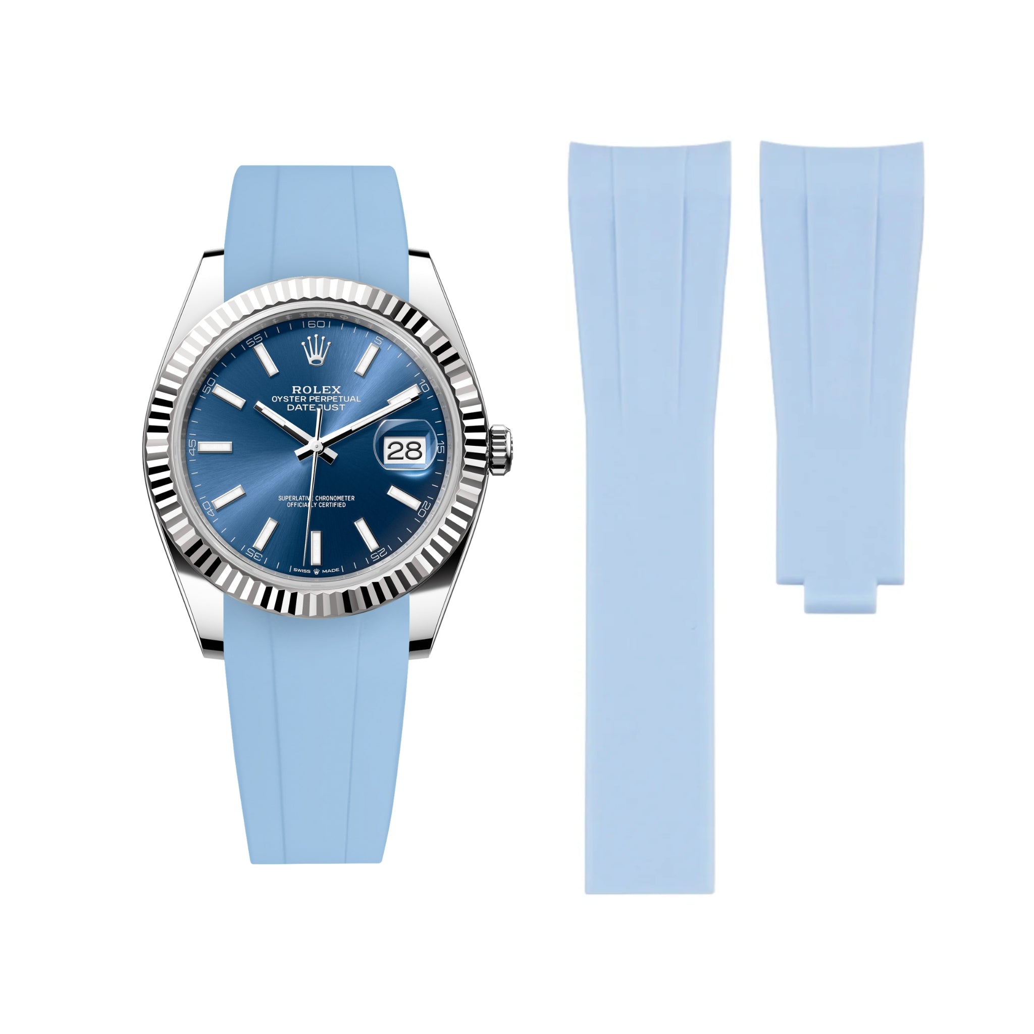 Deployant Strap - For Rolex Datejust 41mm - Baby Blue - Helvetus