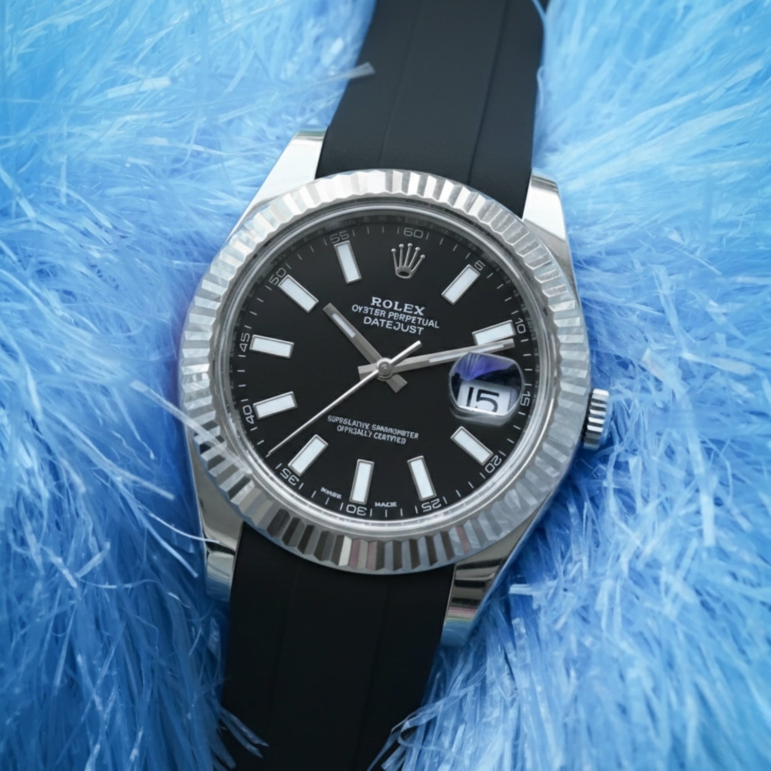 Black Rolex Datejust 41 Rubber Strap - Helvetus® Switzerland