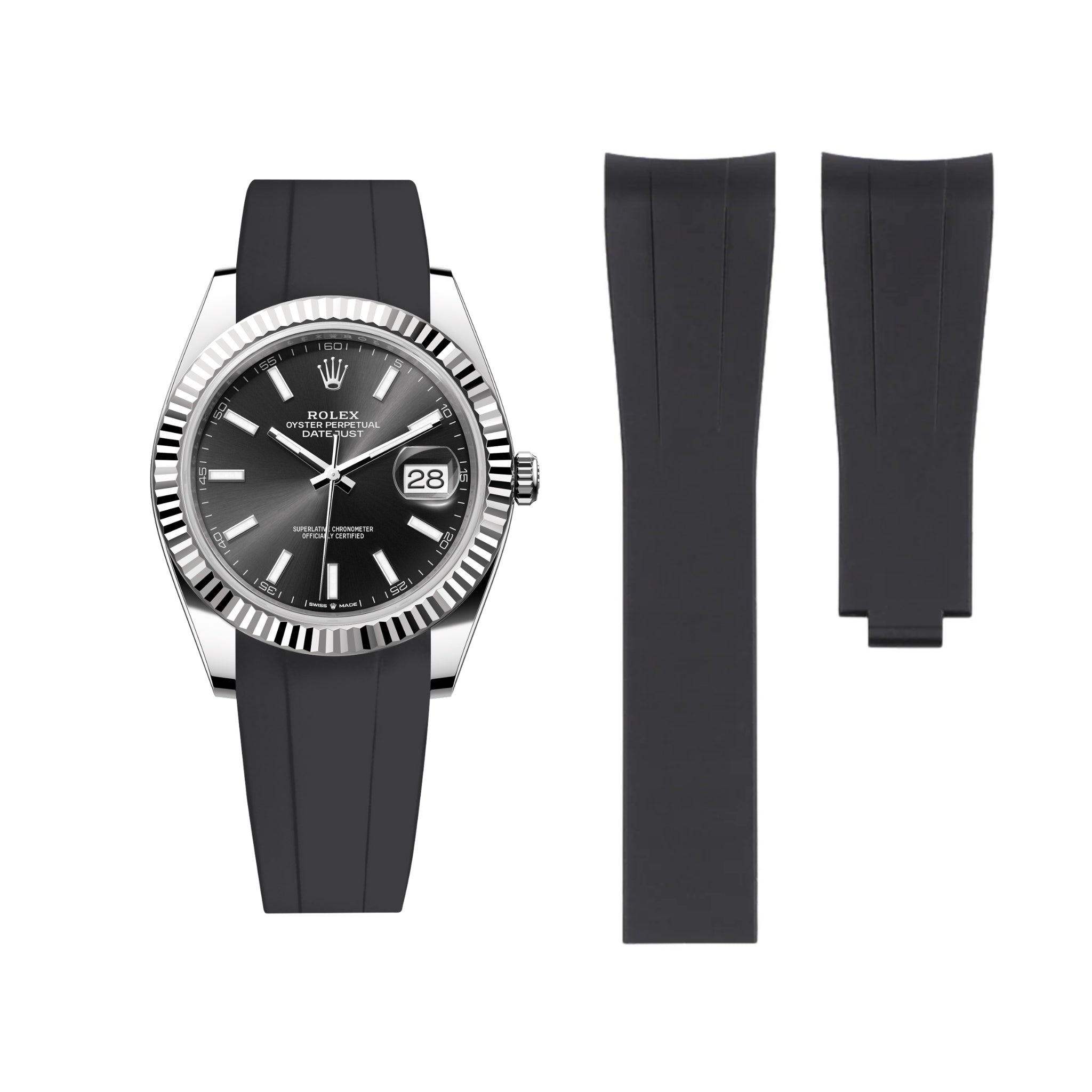 Black Rolex Datejust 41 Rubber Strap Helvetus® Switzerland