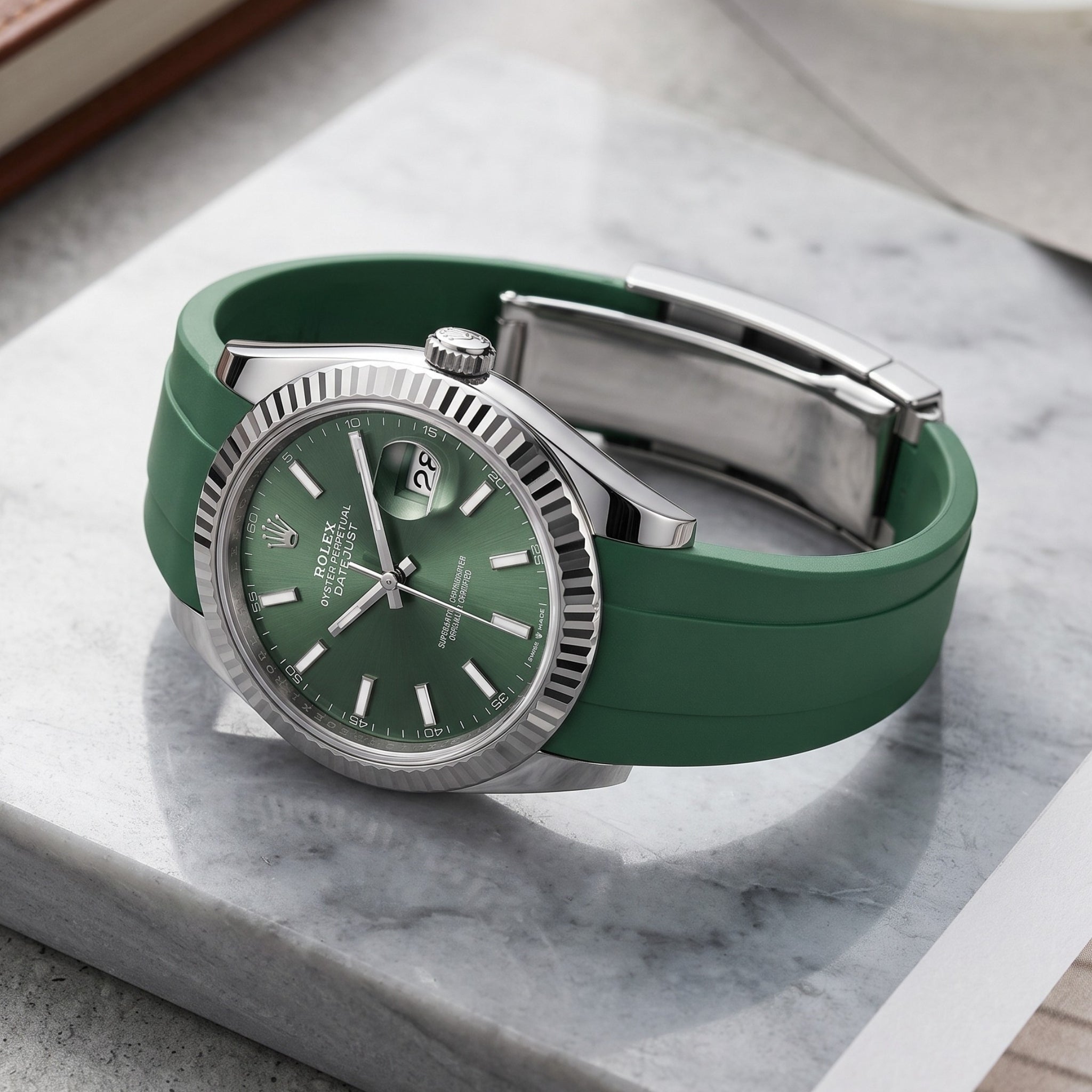 Deployant Strap - For Rolex Datejust 41mm - Green - Helvetus