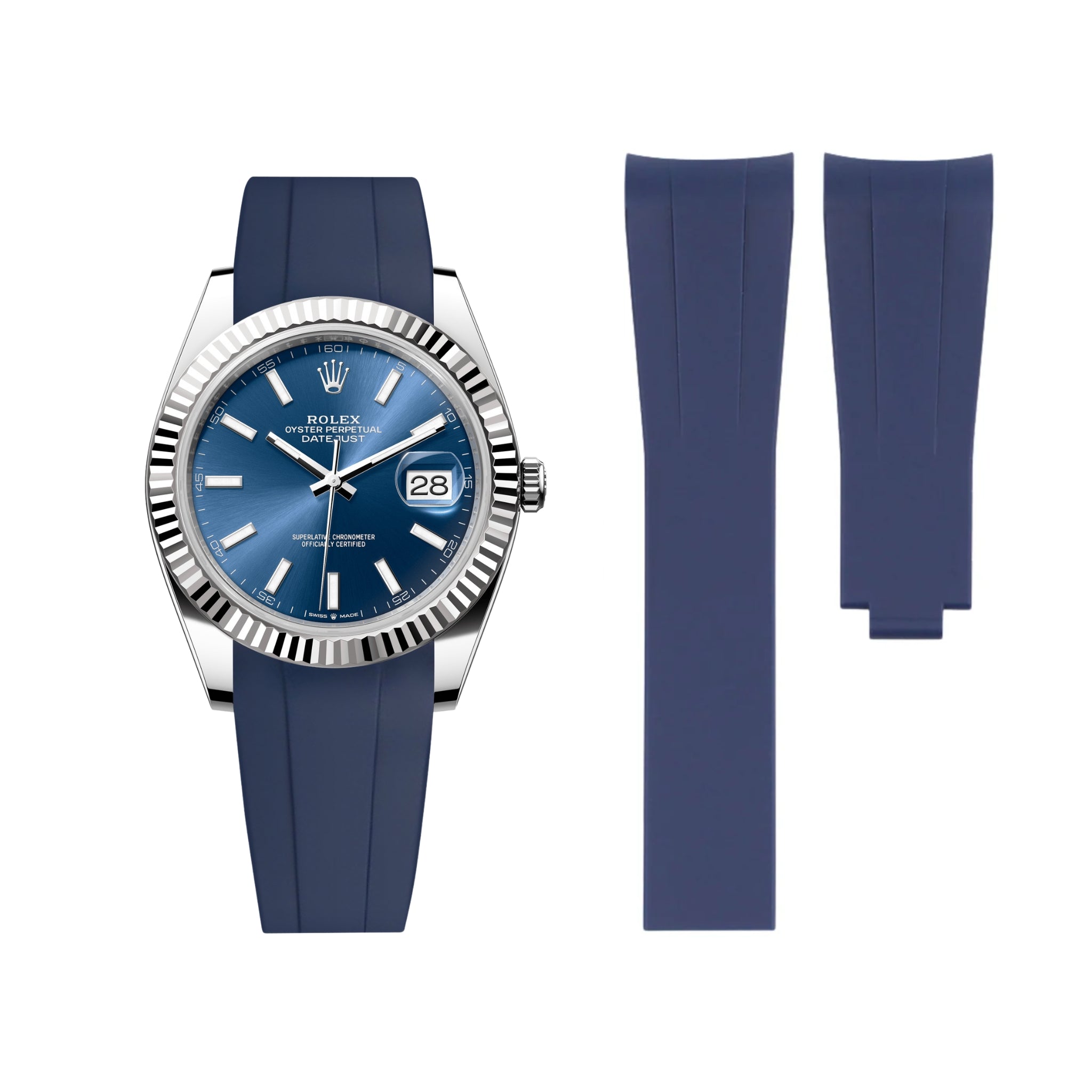 Deployant Strap - For Rolex Datejust 41mm - Navy Blue - Helvetus