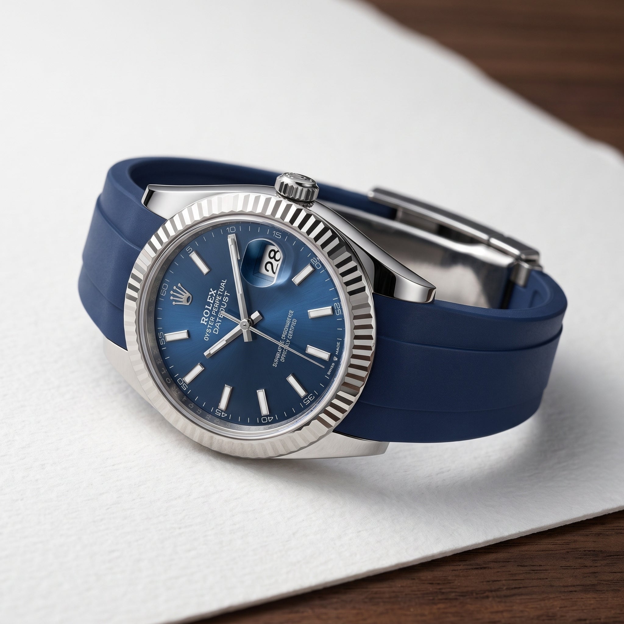 Deployant Strap - For Rolex Datejust 41mm - Navy Blue - Helvetus