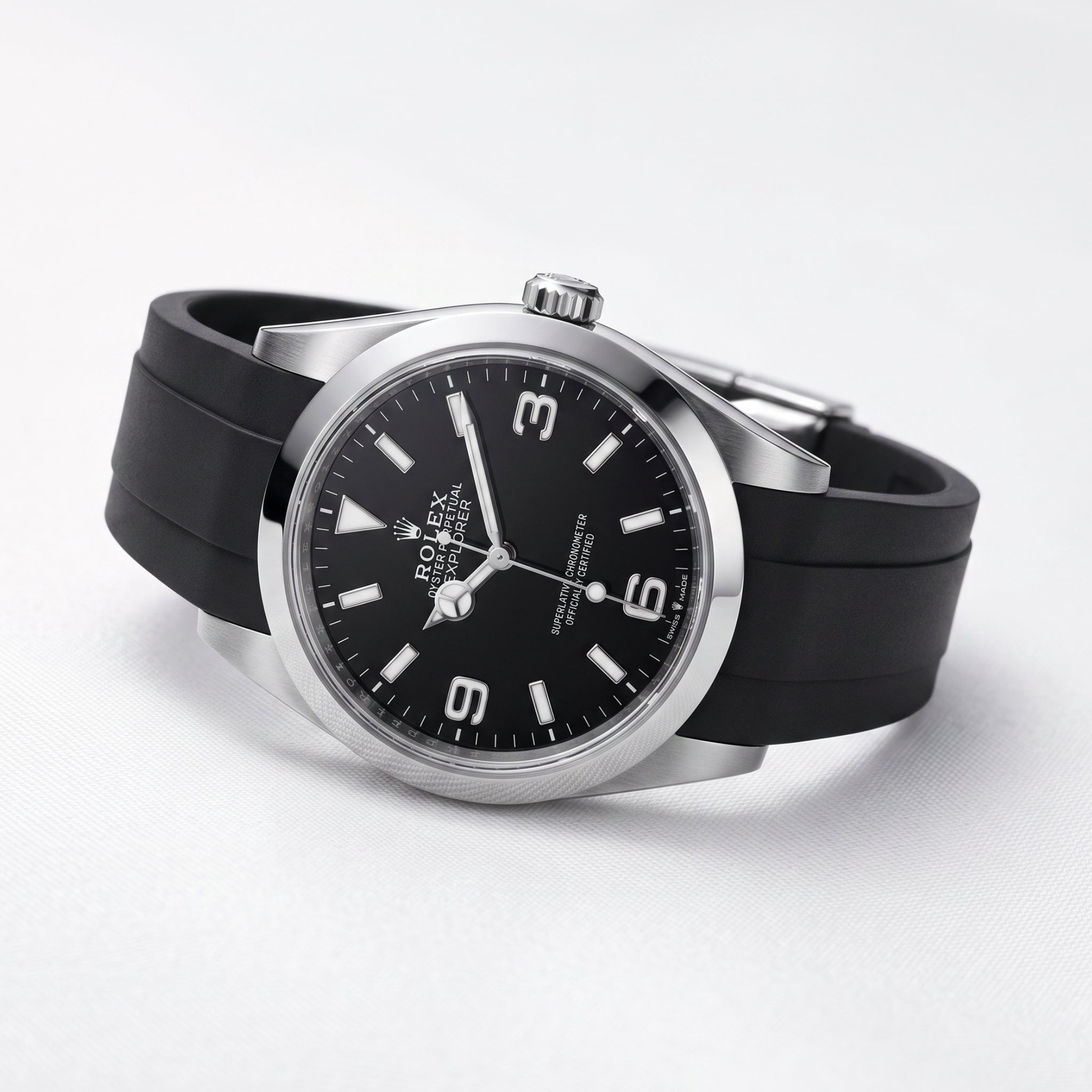 Deployant Strap for Rolex Explorer I in Black - Helvetus®